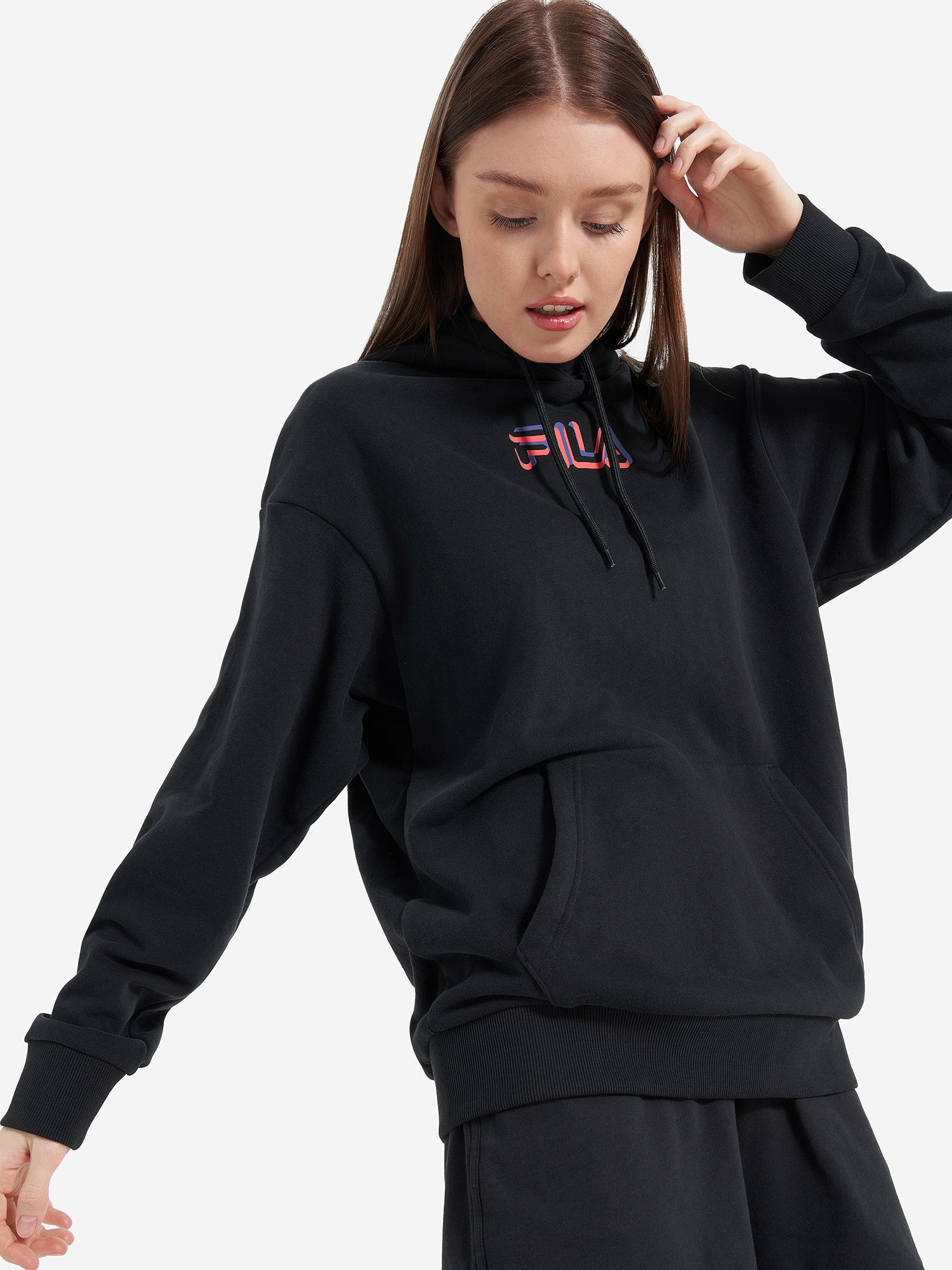 фото Худи женское оверсайз fila, черный