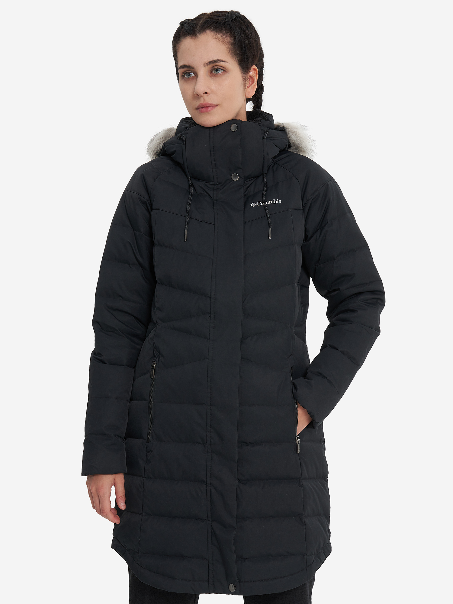 фото Пуховик женский columbia belle isle ii mid down jacket, черный