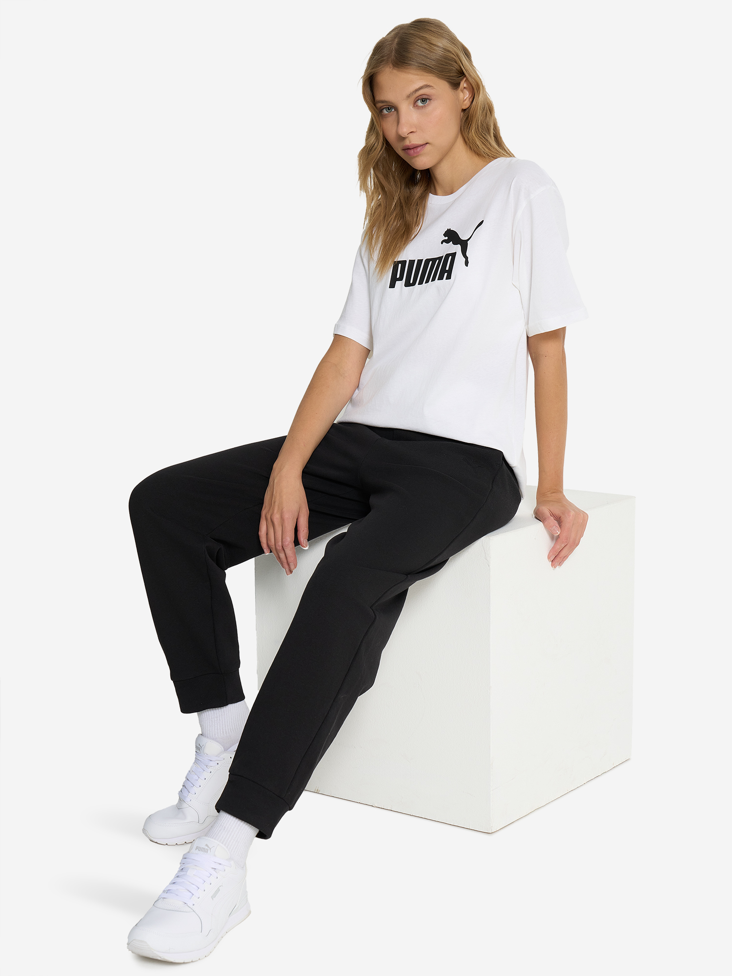 фото Футболка женская puma ess no. 1 logo relaxed, белый