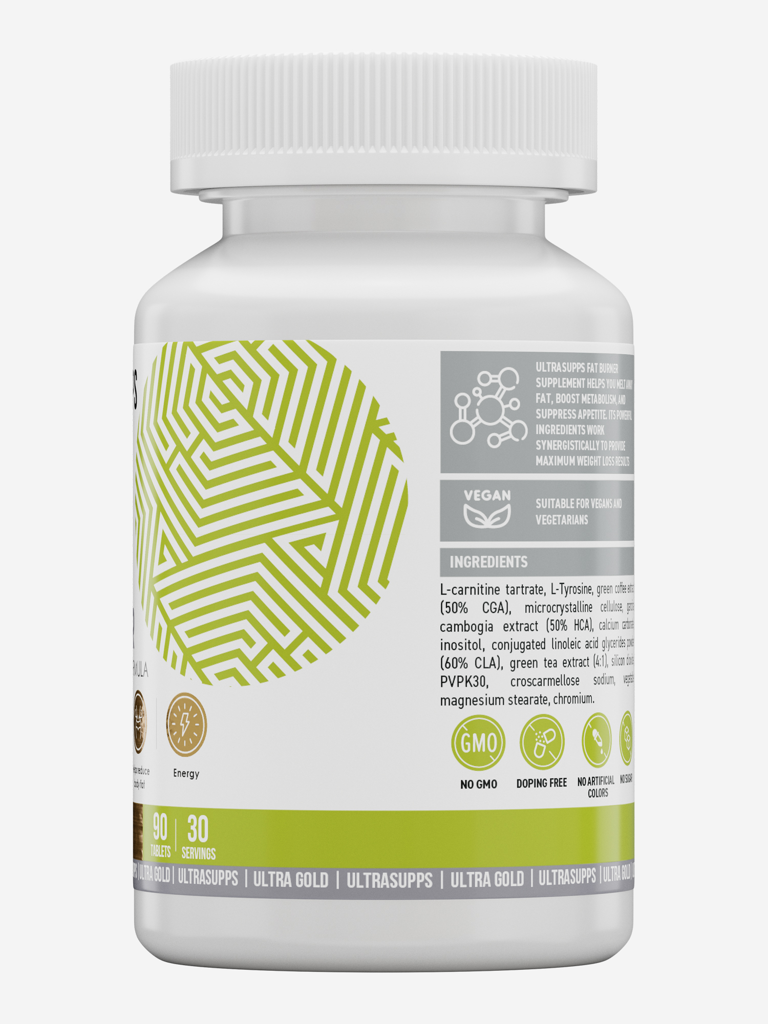 фото Жиросжигатель ultrasupps ultra gold, 90 шт, белый