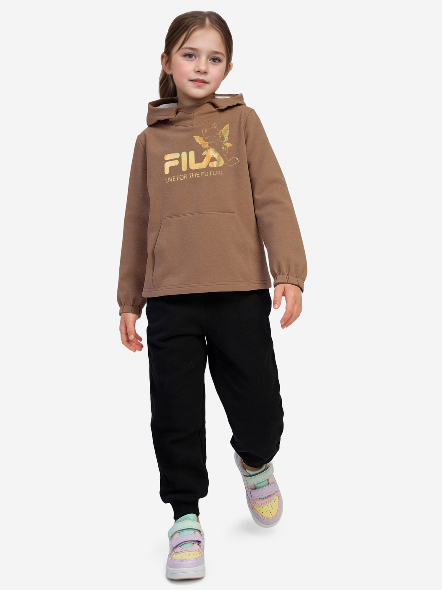 фото Худи для девочек fila, коричневый