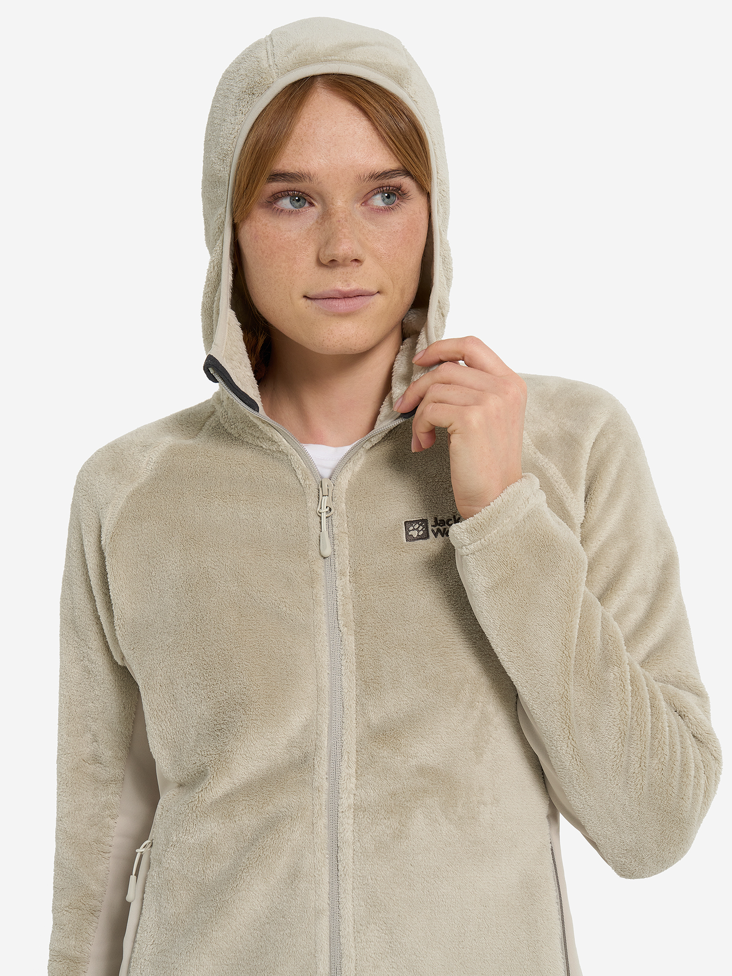 фото Толстовка женская jack wolfskin rotwand, бежевый