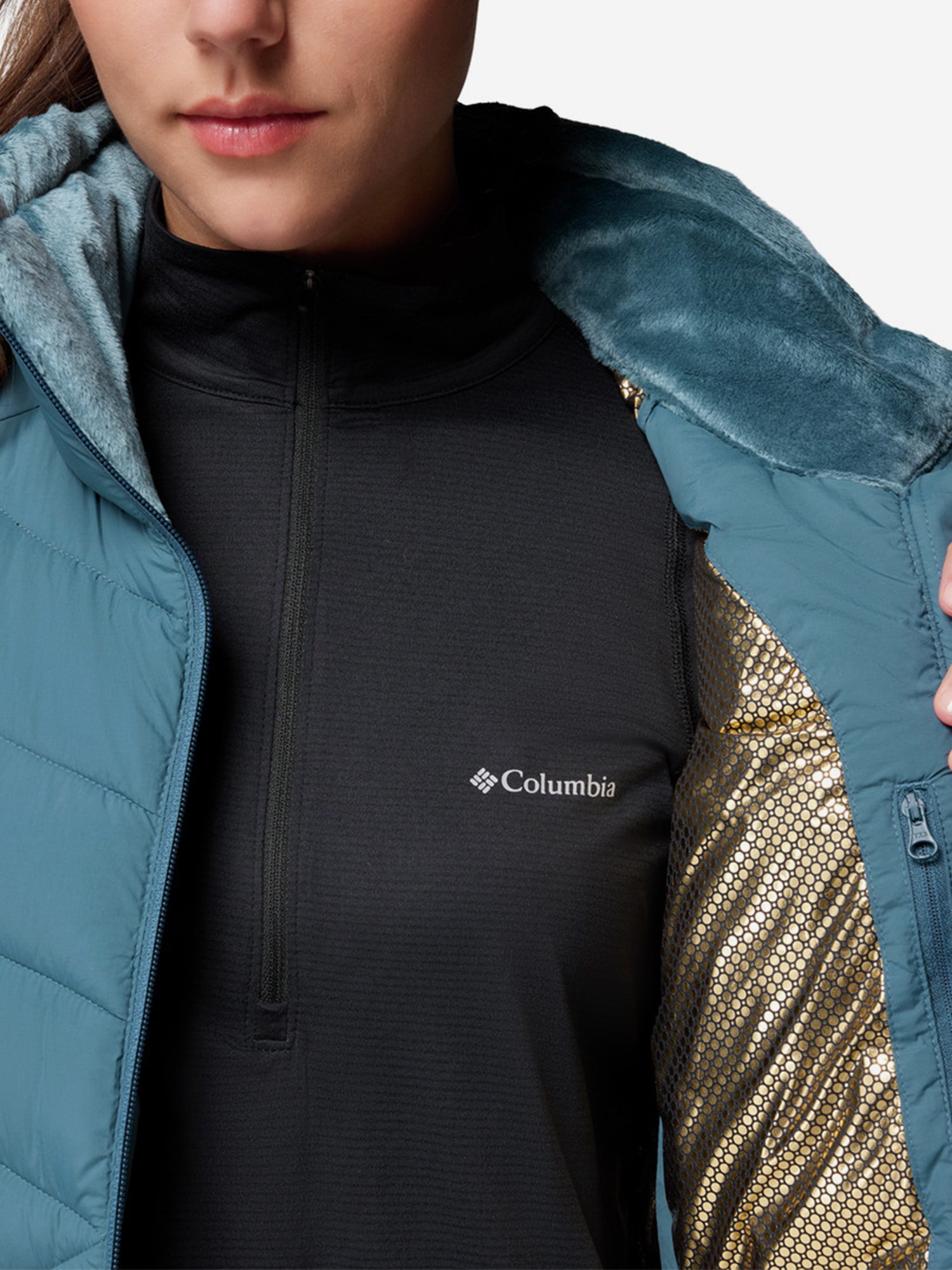 фото Жилет утепленный женский columbia joy peak ii vest, голубой