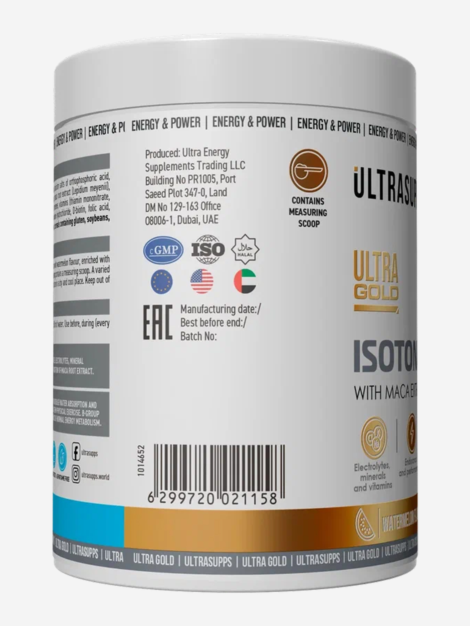 фото Изотоник ultrasupps ultra gold "арбуз", 500 г, белый