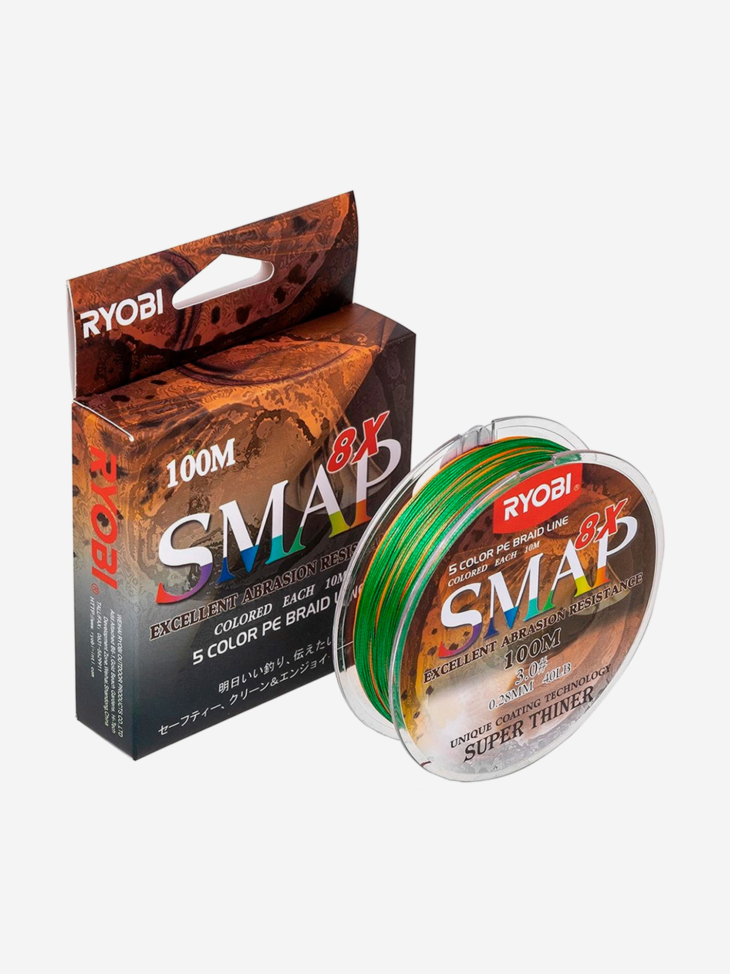 Шнур плетеный для рыбалки Ryobi SMAP PE8X, 100м, 0,285мм, 18кг, мультиколор, Мультицвет
Шнур плетеный для рыбалки Ryobi SMAP PE8X, 100м, 0,285мм, 18кг, мультиколор, Мультицвет