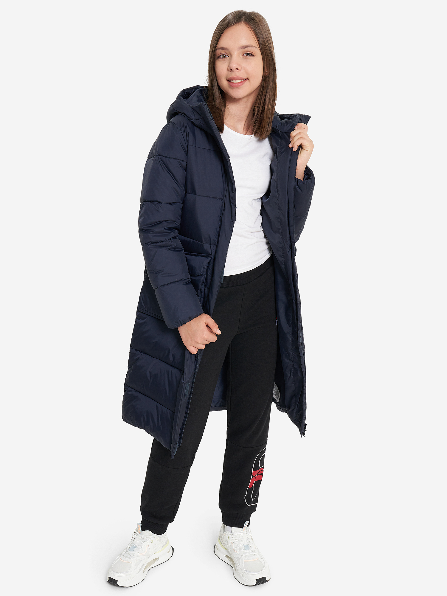 фото Пальто утепленное для девочек fila, синий