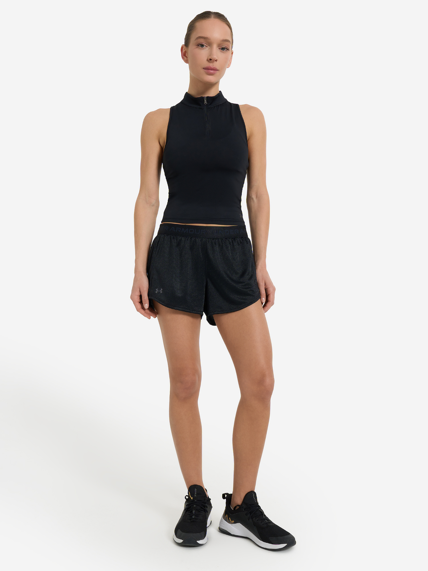 фото Шорты женские under armour tech play up shine, черный