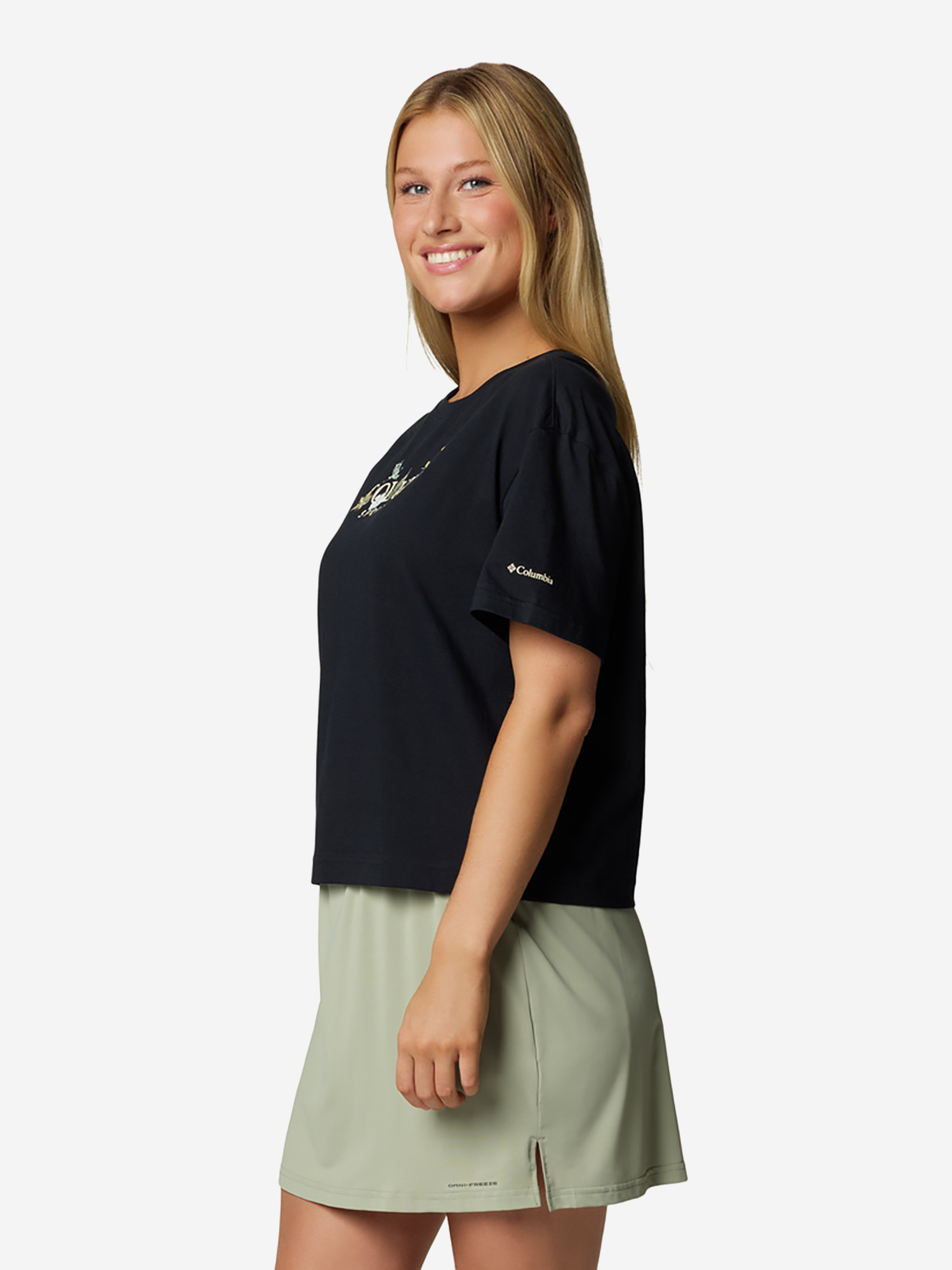 фото Футболка женская columbia rolling bend graphic relaxed crop ss, черный