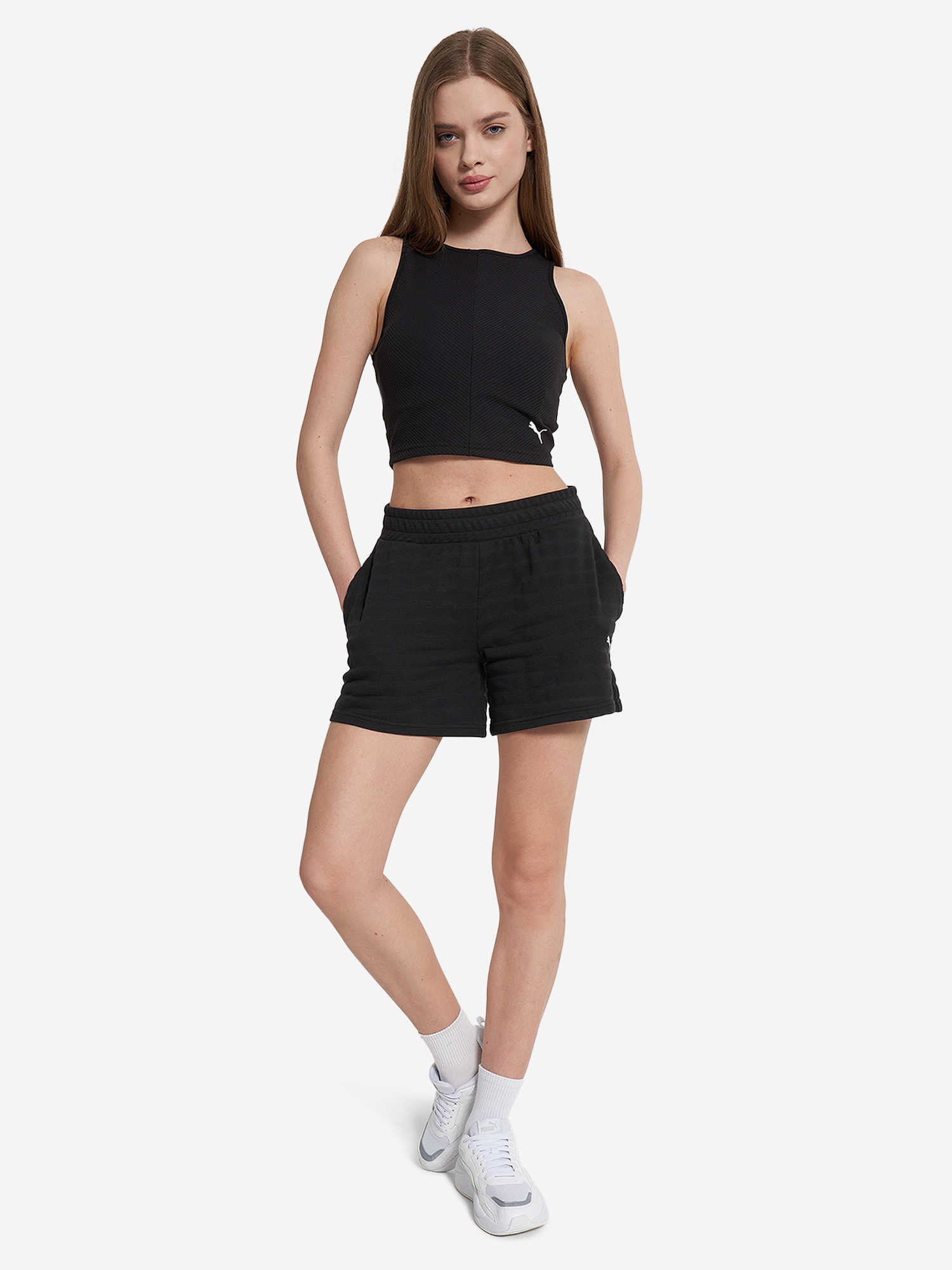 фото Шорты спортивные женские puma ess elevated, черный