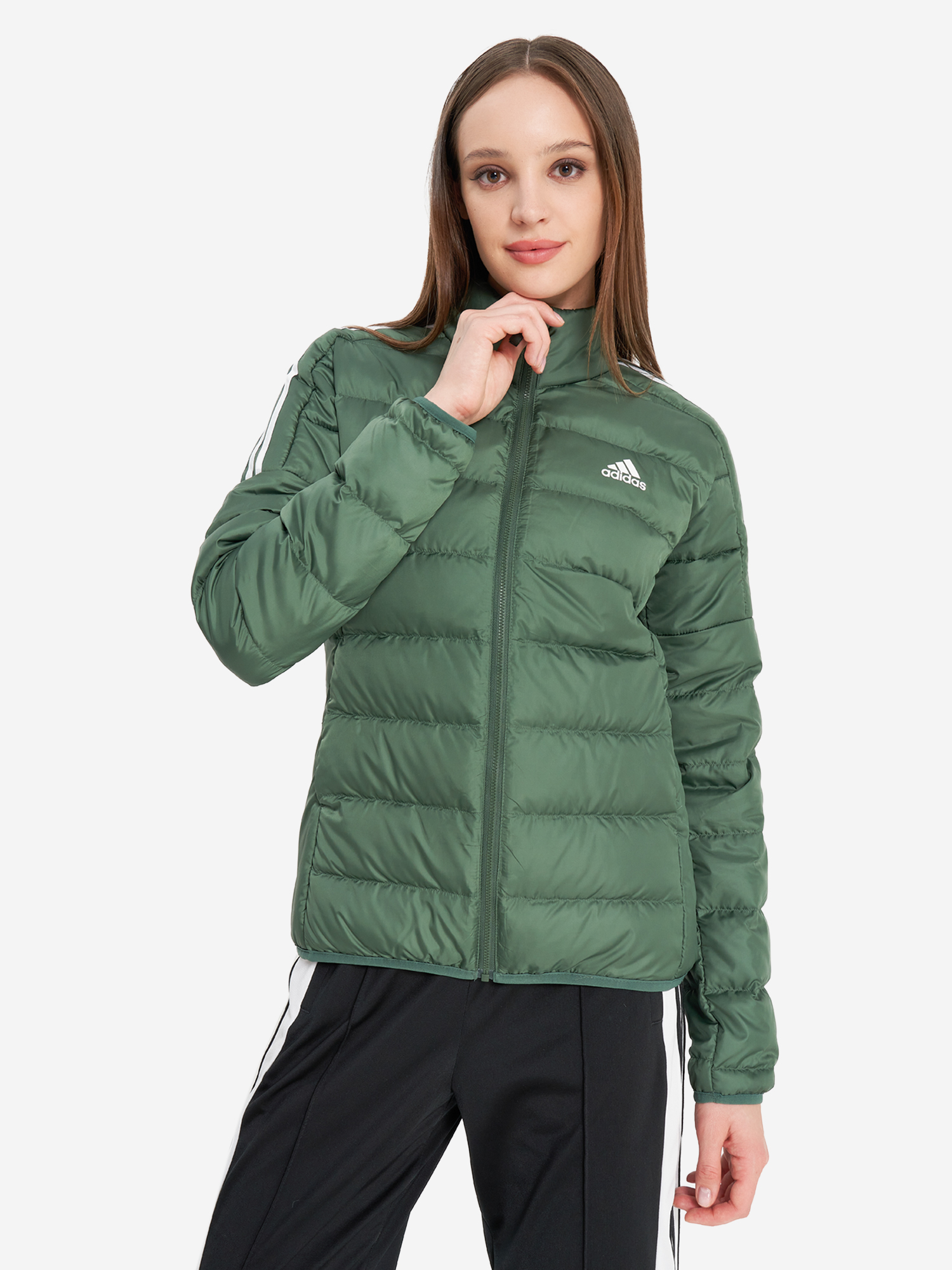 фото Пуховик женский adidas, зеленый