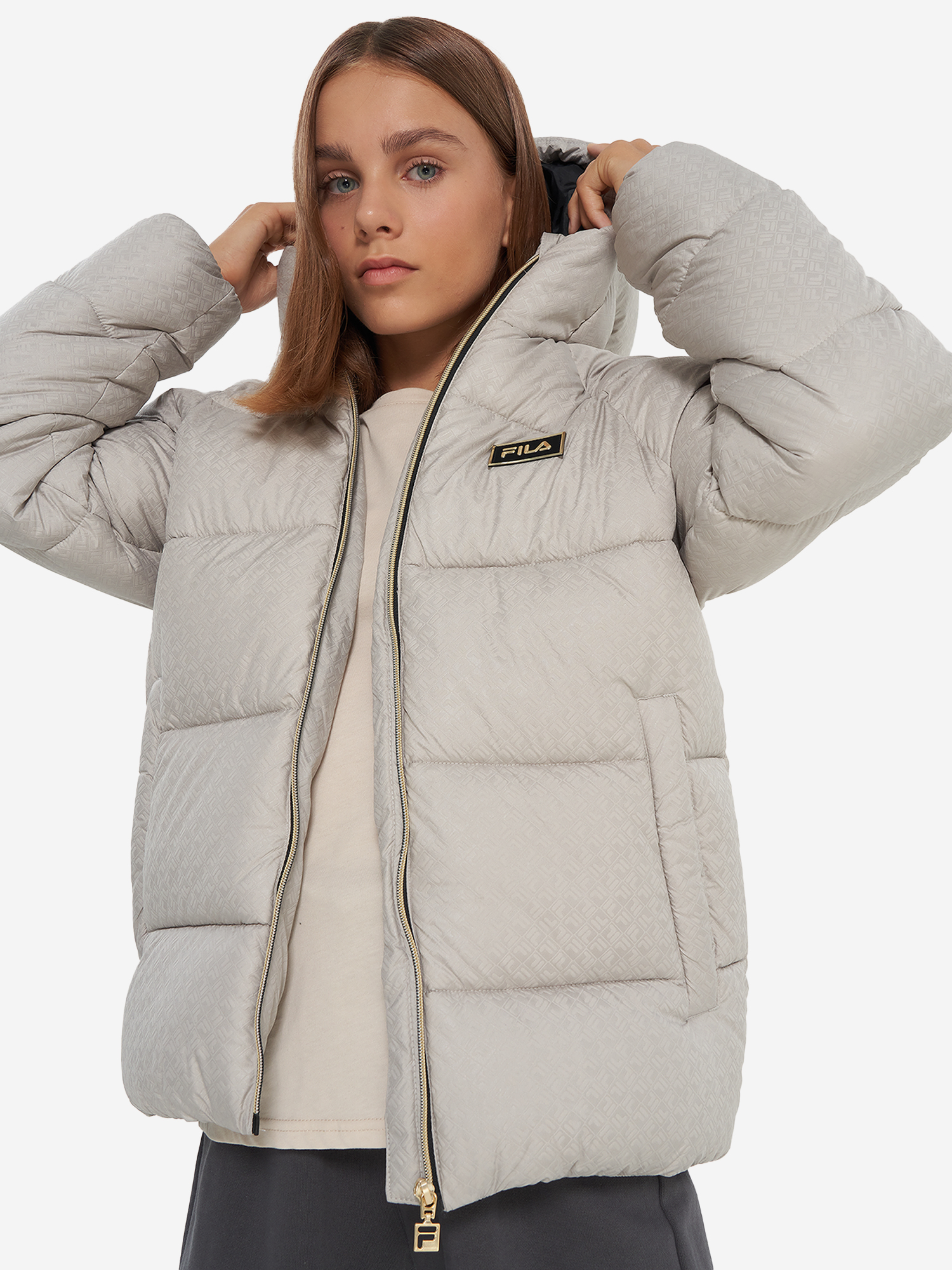 фото Пуховик для девочек fila, серый