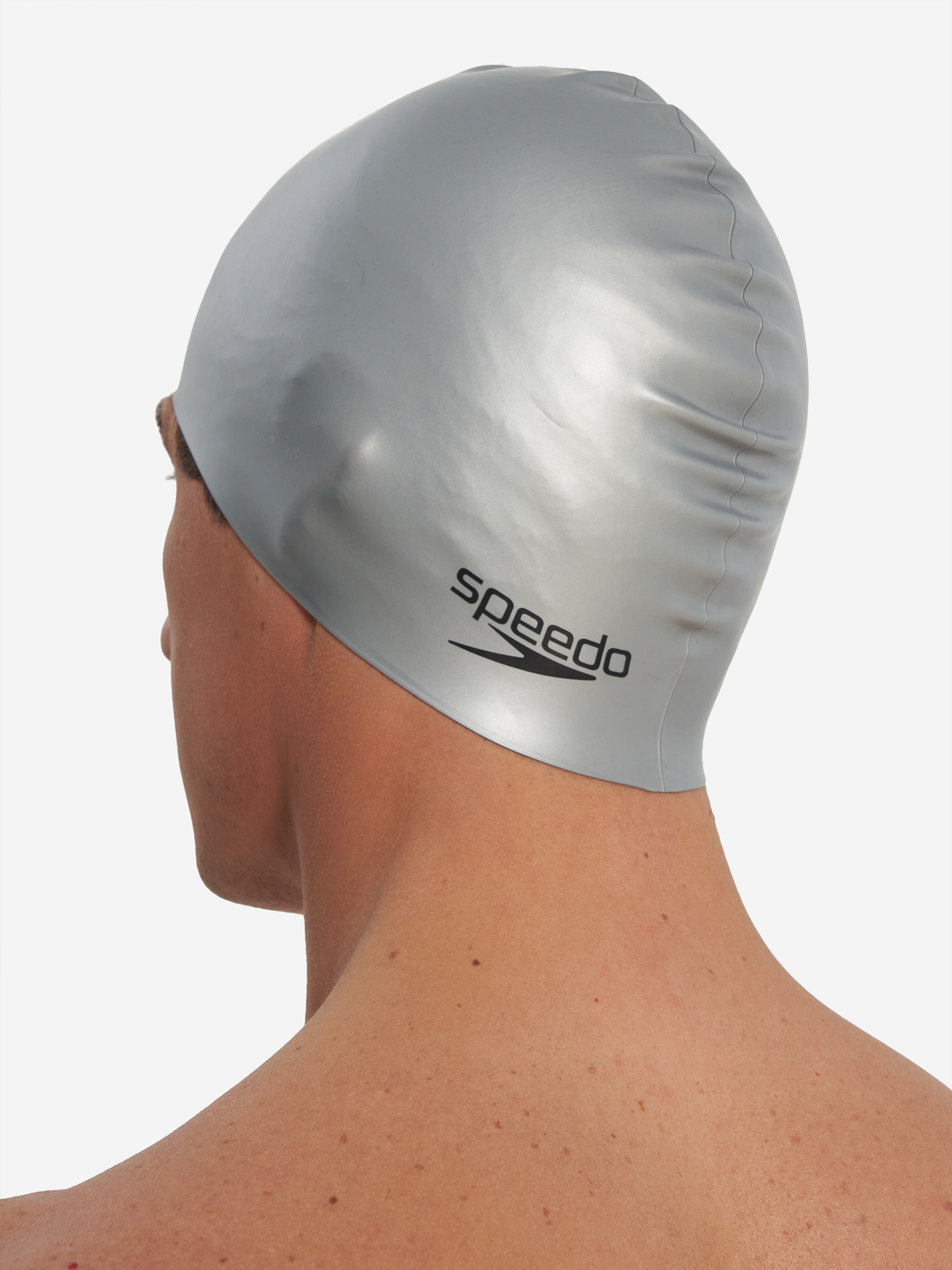 фото Шапочка для плавания speedo plain flat, серебряный