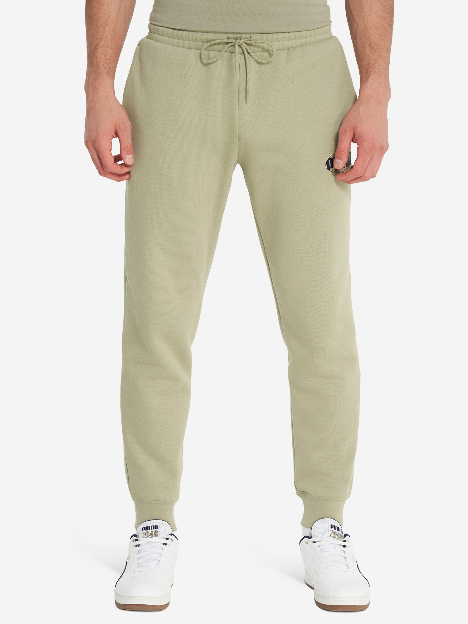 фото Брюки мужские puma ess logo lab execution, зеленый