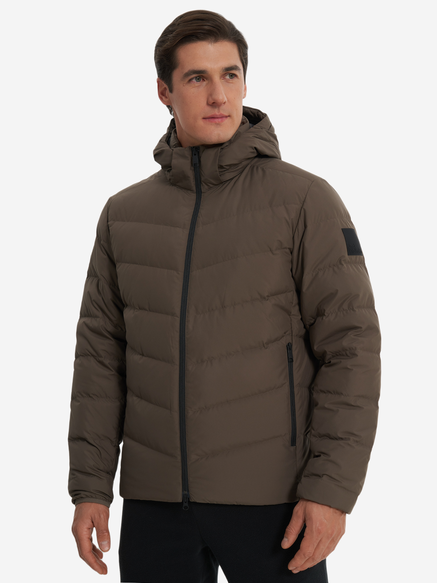 фото Пуховик мужской jack wolfskin colonius, коричневый