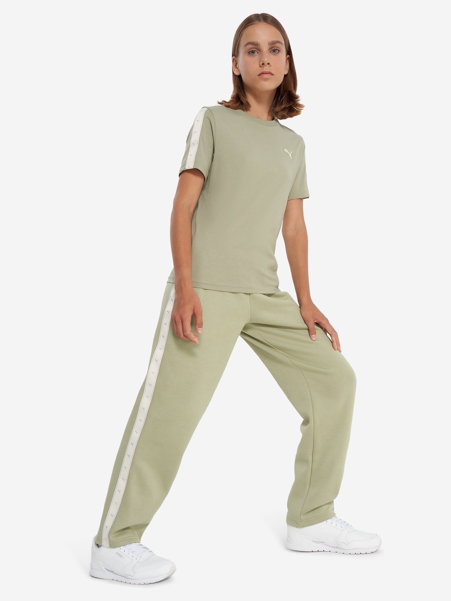 фото Футболка для девочек puma tape, зеленый