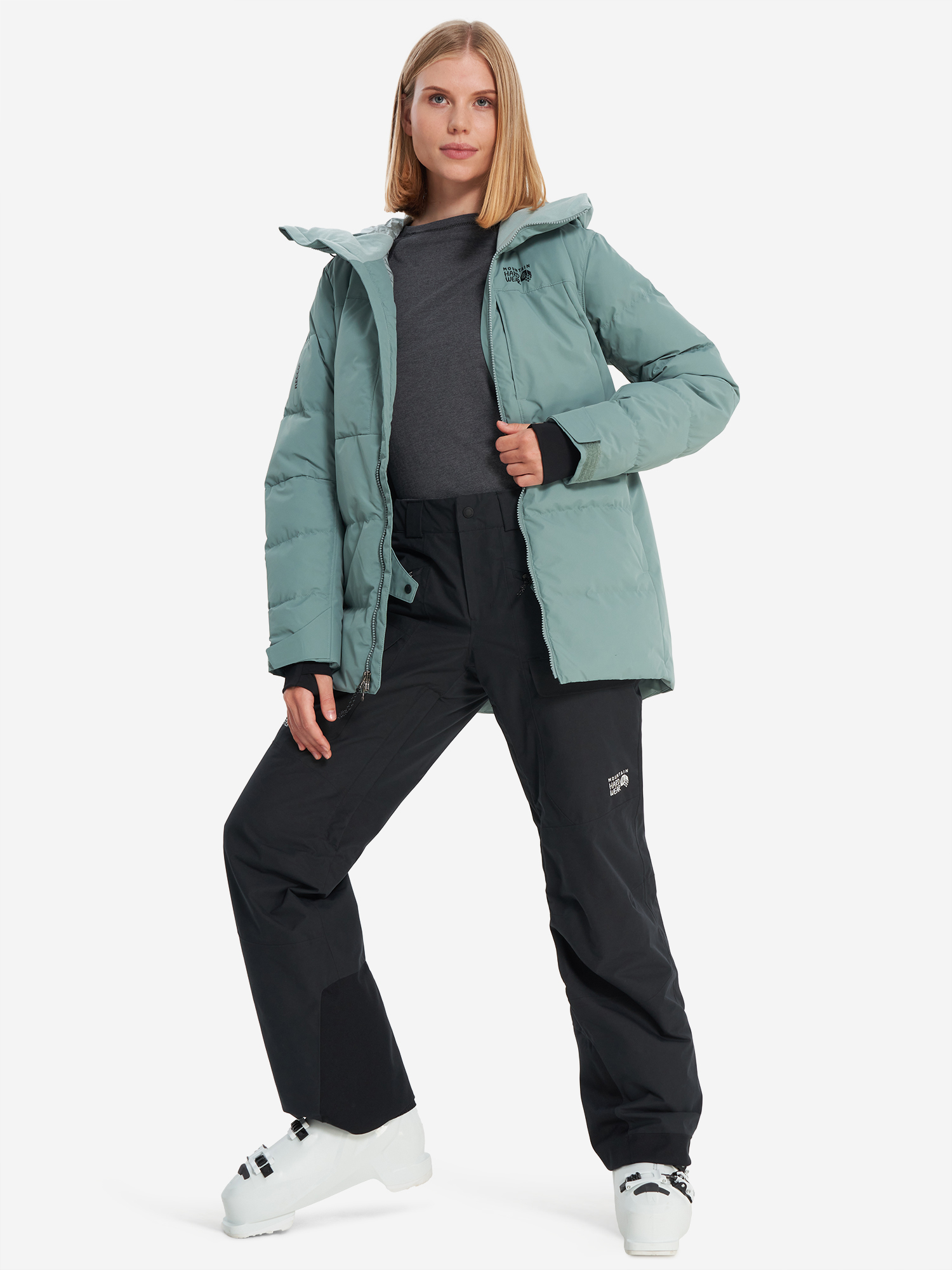 фото Пуховик женский mountain hardwear powder maven, голубой