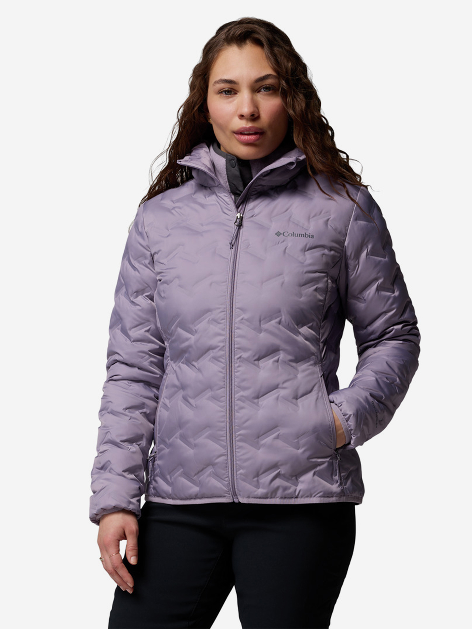 фото Пуховик женский columbia delta ridge ii down hooded jacket, розовый