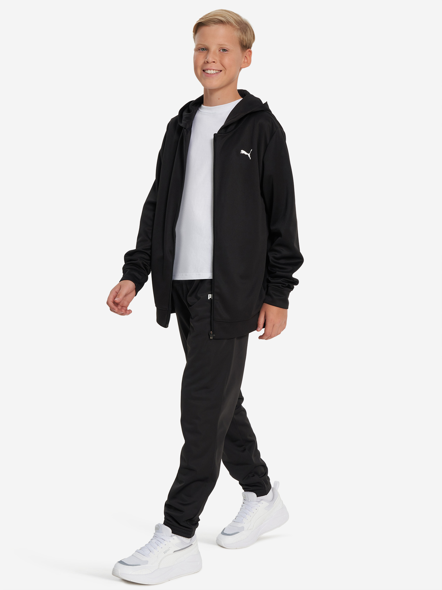 фото Толстовка для мальчиков puma full zip, черный