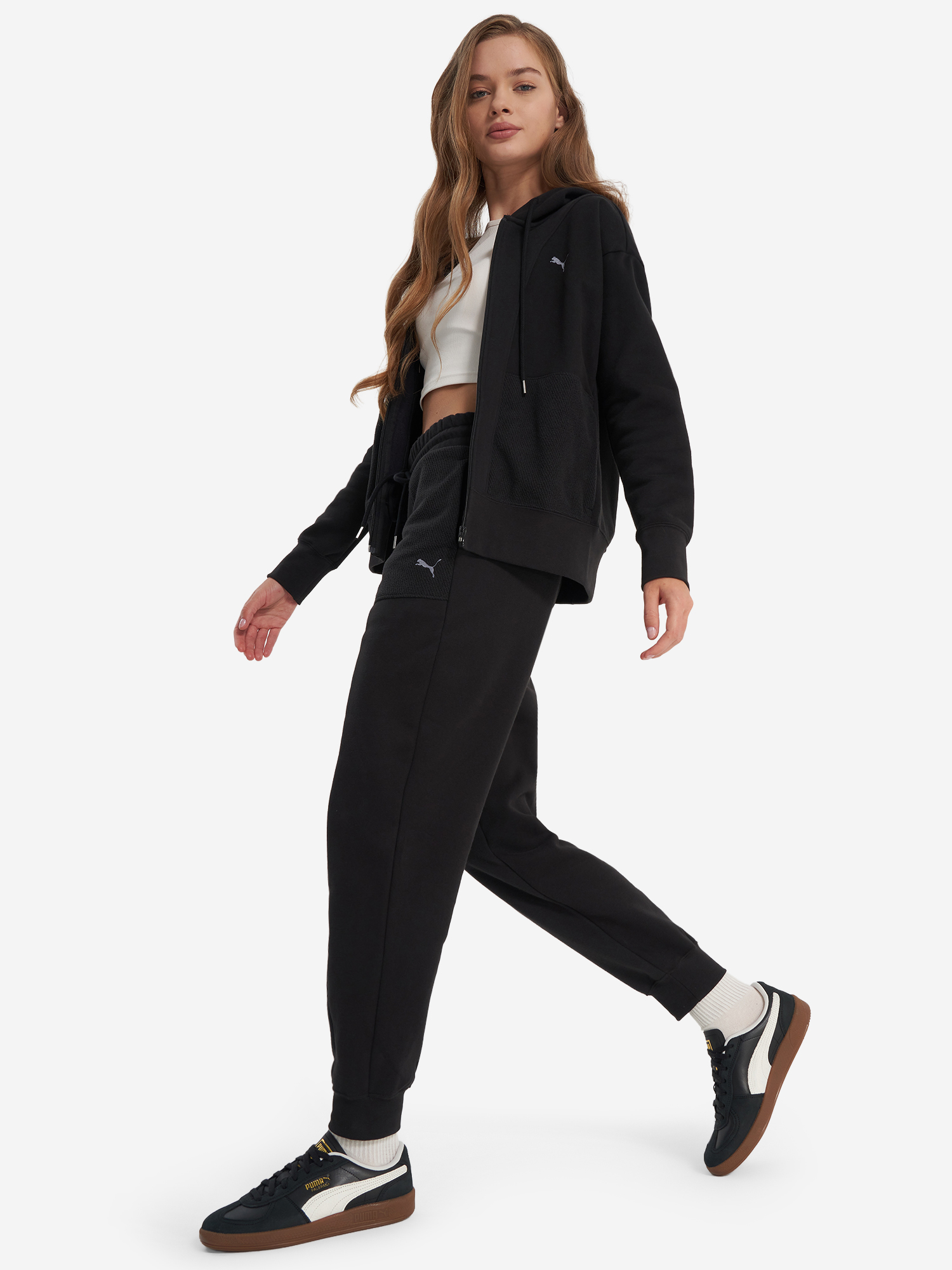 фото Брюки флисовые женские puma comfort, черный