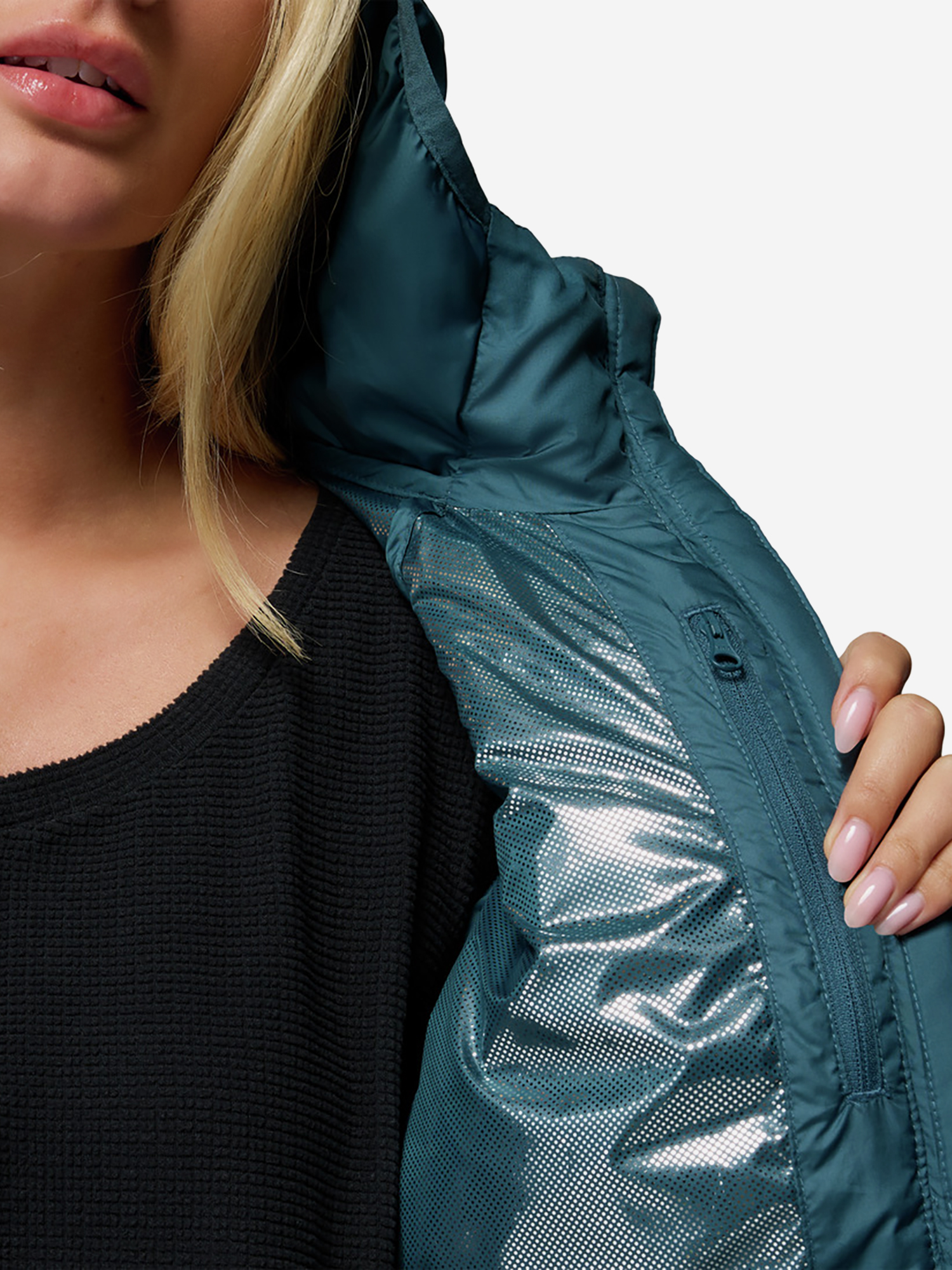фото Пуховик женский columbia powder lite ii hooded jacket, голубой