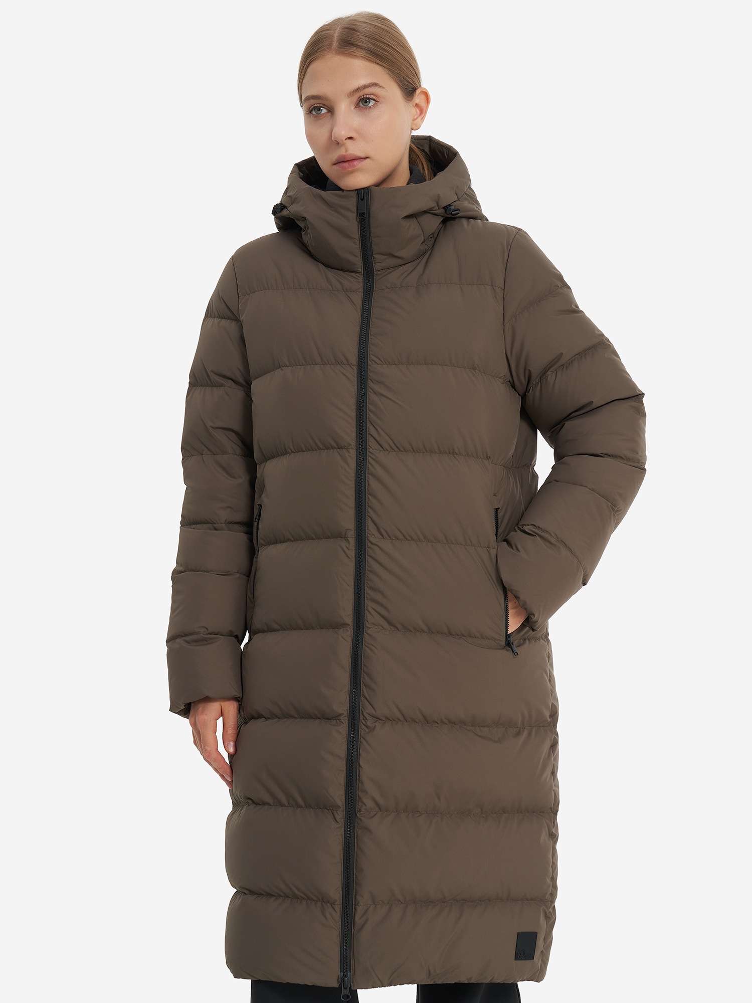 фото Пальто пуховое женское jack wolfskin frozen palace, коричневый
