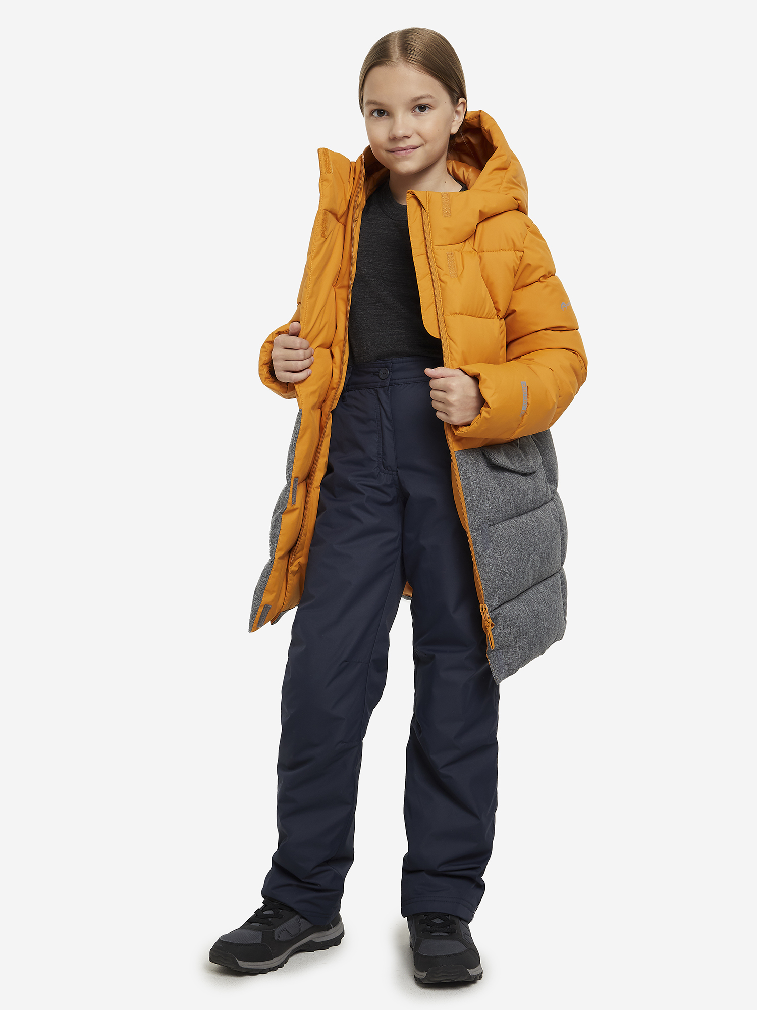 фото Пуховик для девочек outventure, оранжевый