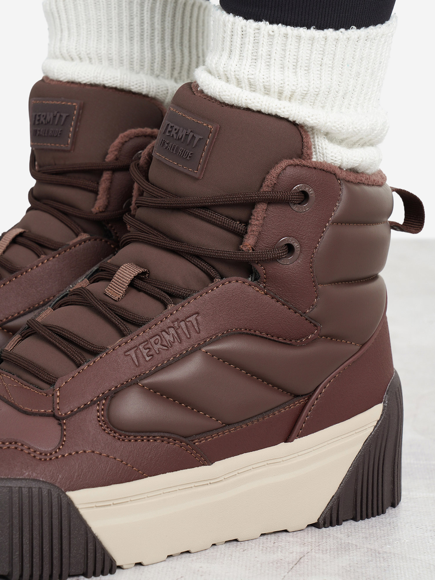 фото Кеды утепленные женские termit future mid 2.0, коричневый
