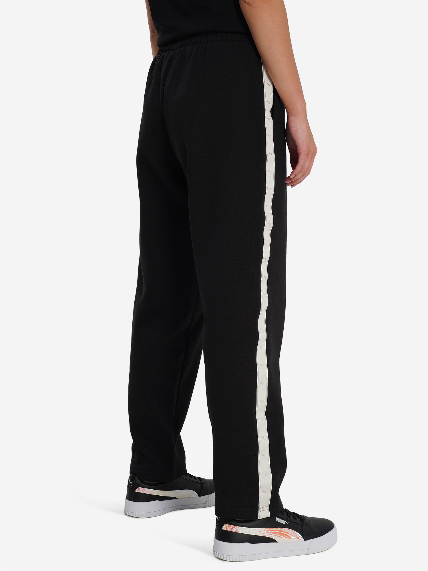 фото Брюки для девочек puma tape relaxed, черный
