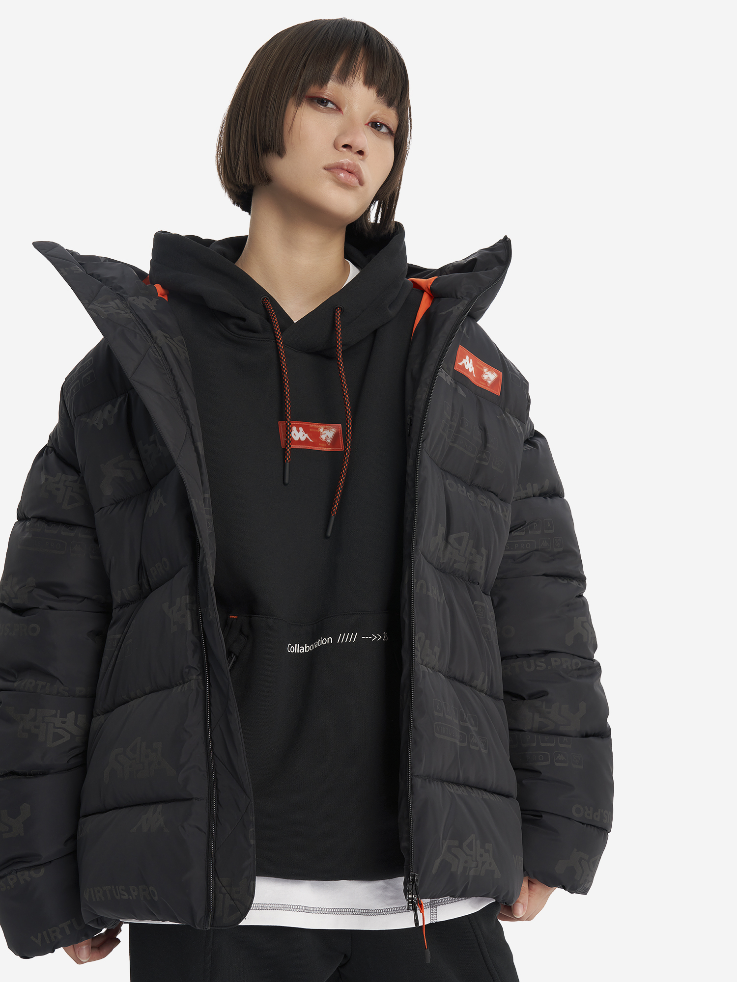 фото Пуховик kappa x virtus.pro, черный