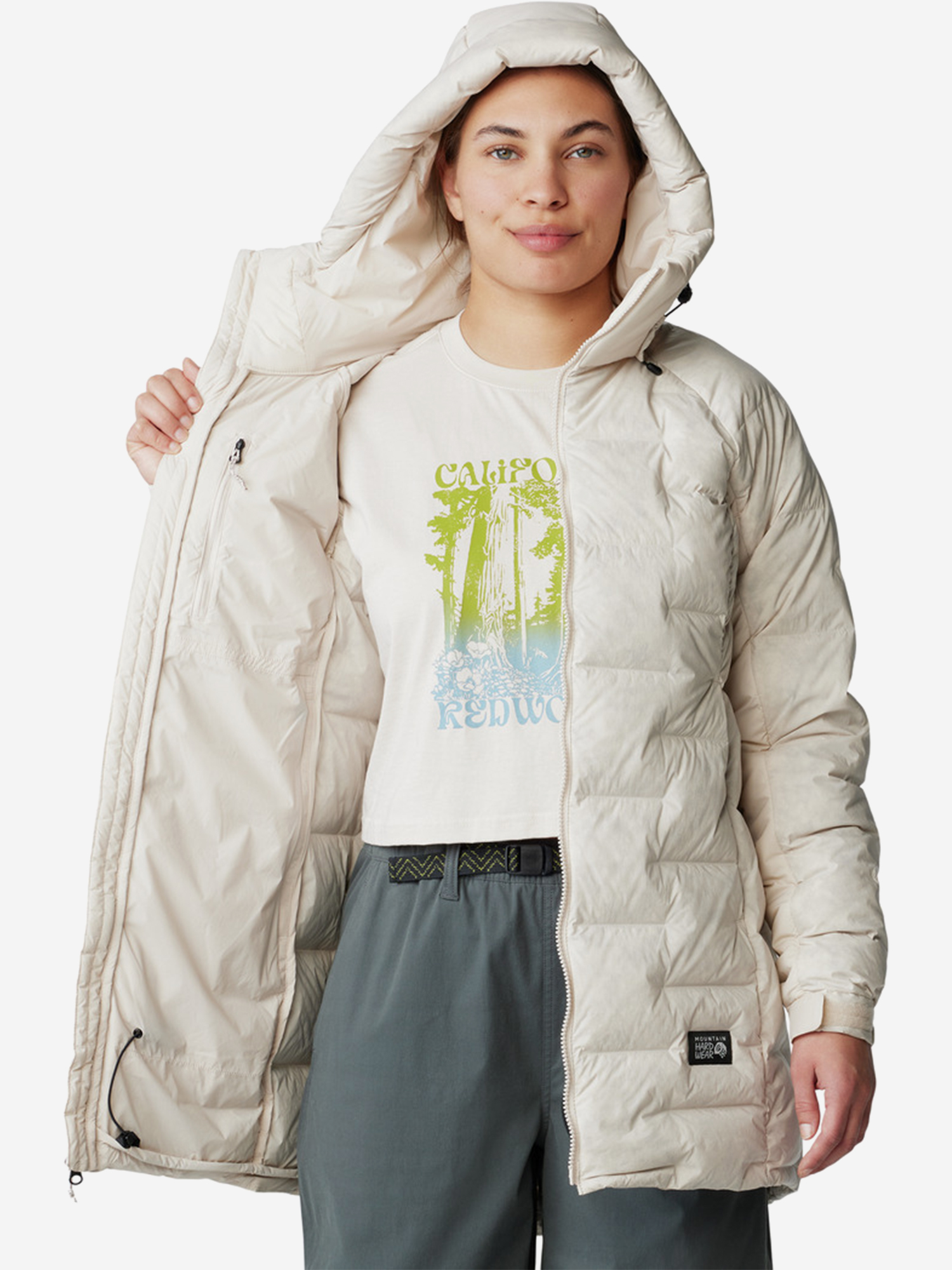 фото Пуховик женский mountain hardwear stretchdown, бежевый
