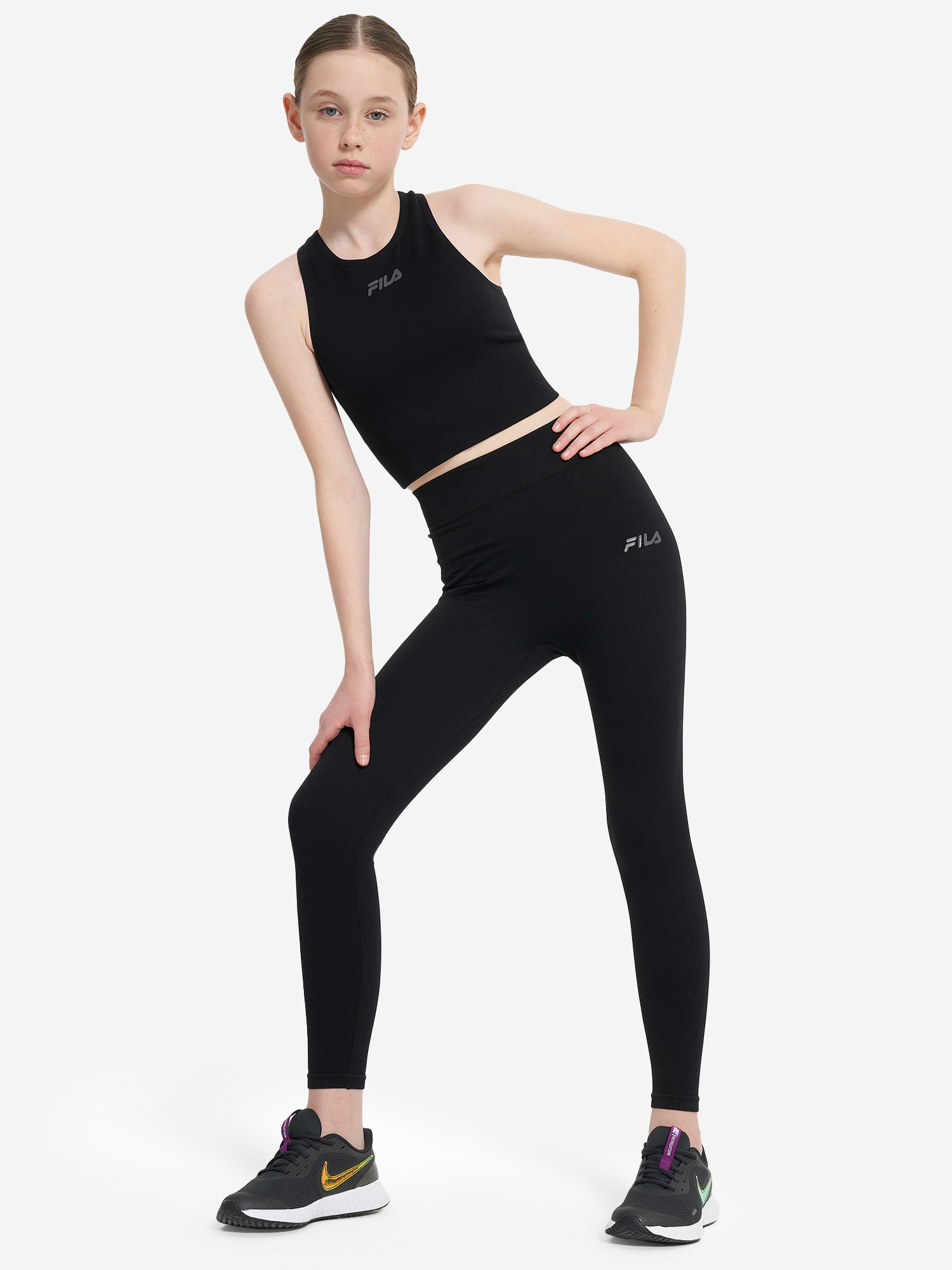 фото Топ бра спортивный для девочек fila, черный