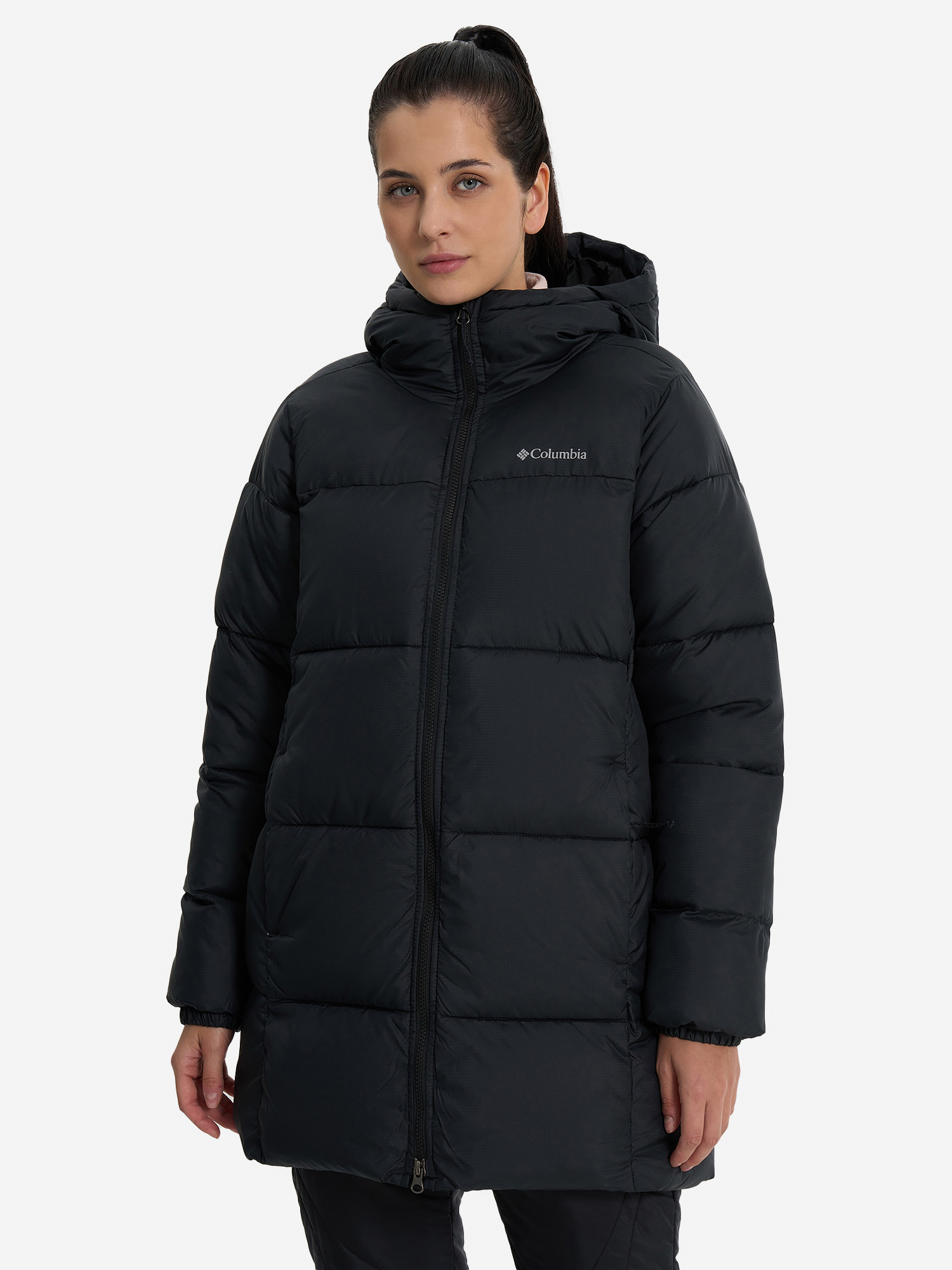 фото Куртка утепленная женская columbia puffect ii mid hooded jacket, черный