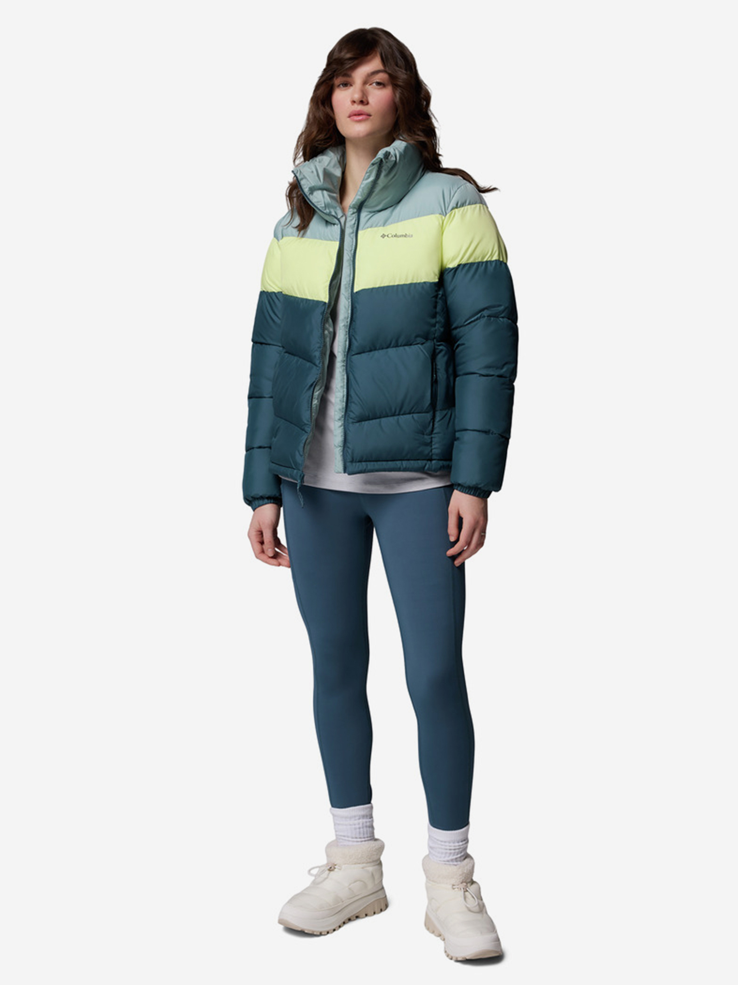 фото Куртка утепленная женская columbia puffect ii colorblock jacket, голубой