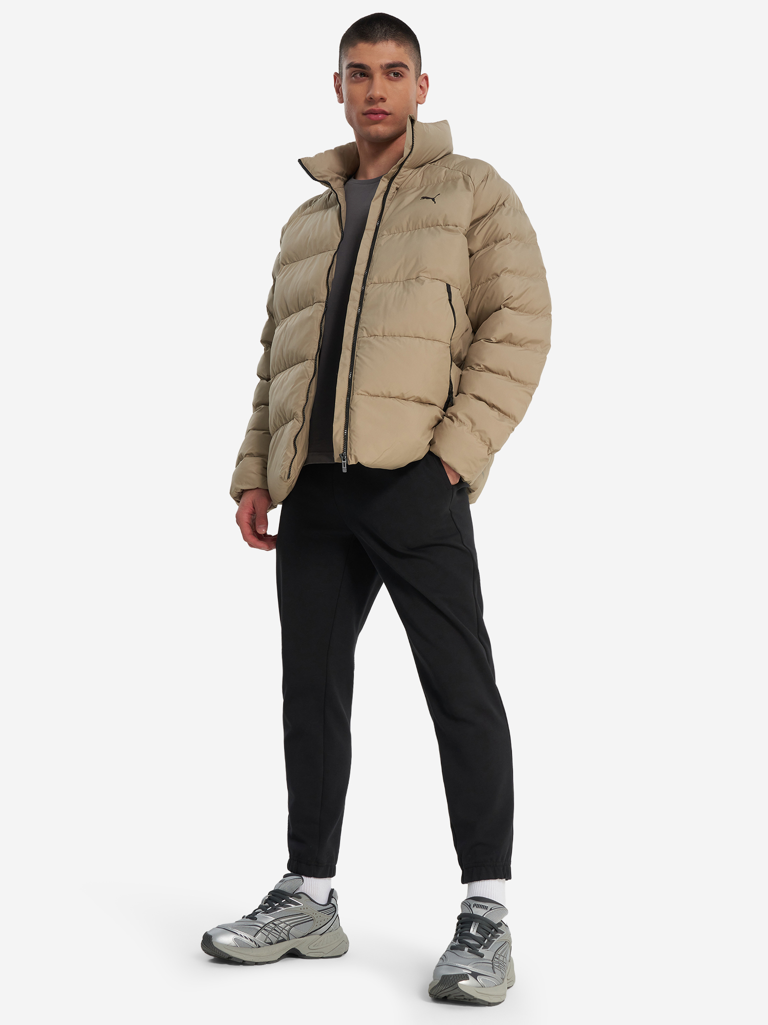фото Пуховик мужской puma mono, коричневый