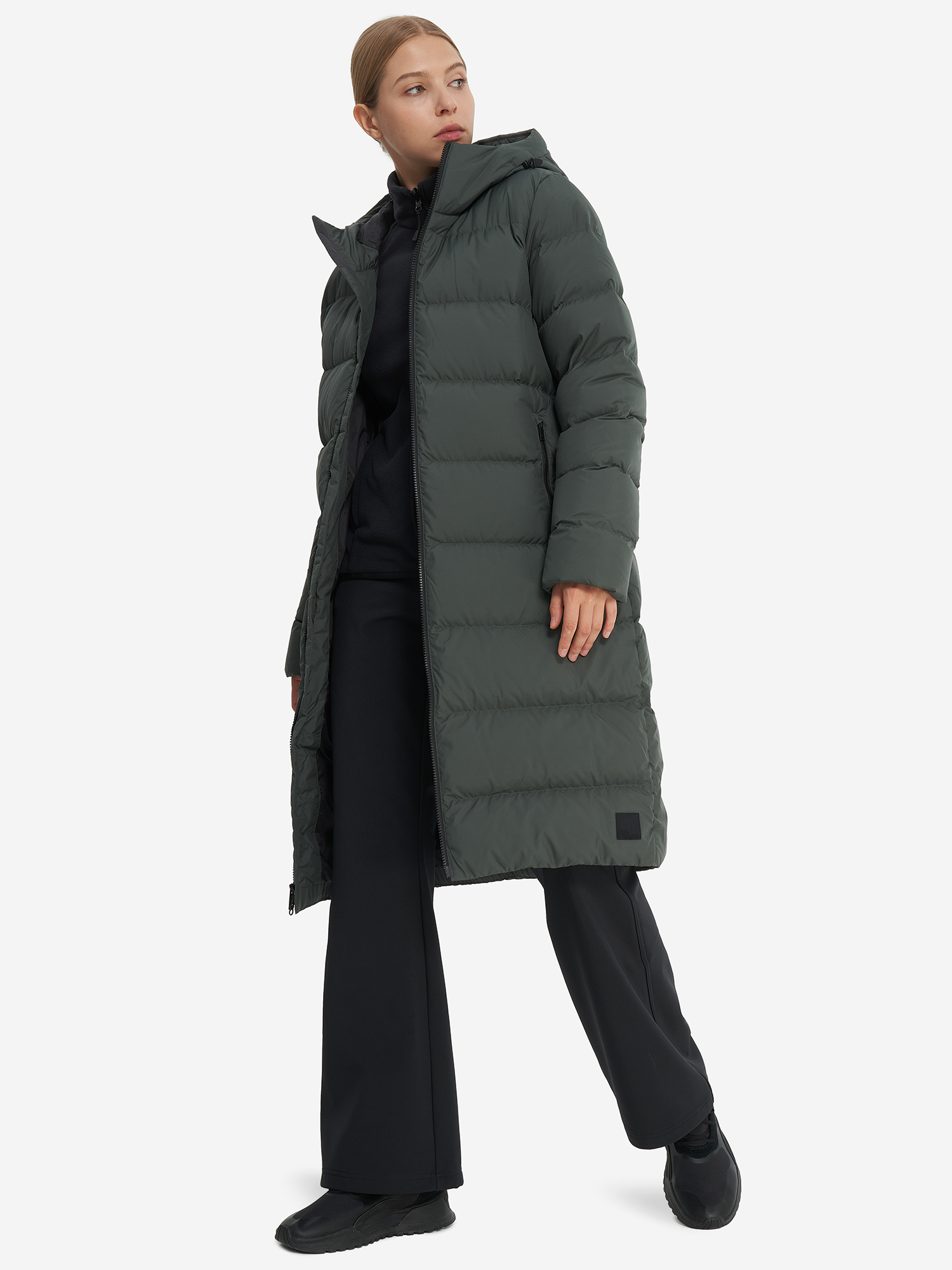 фото Пальто пуховое женское jack wolfskin frozen palace, зеленый