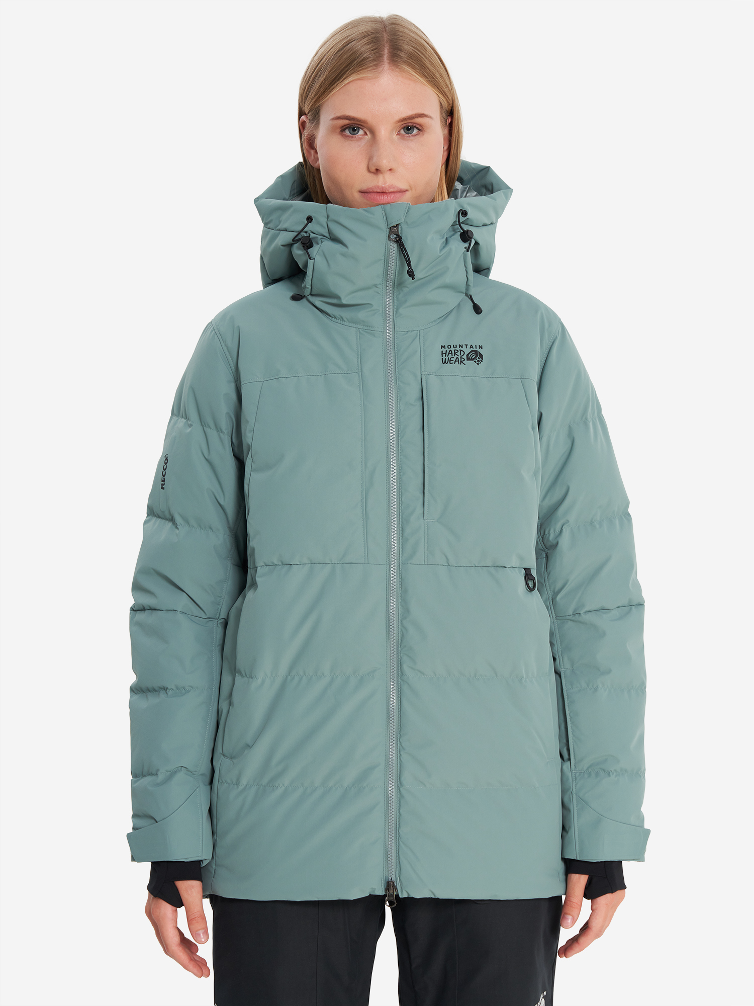 фото Пуховик женский mountain hardwear powder maven, голубой