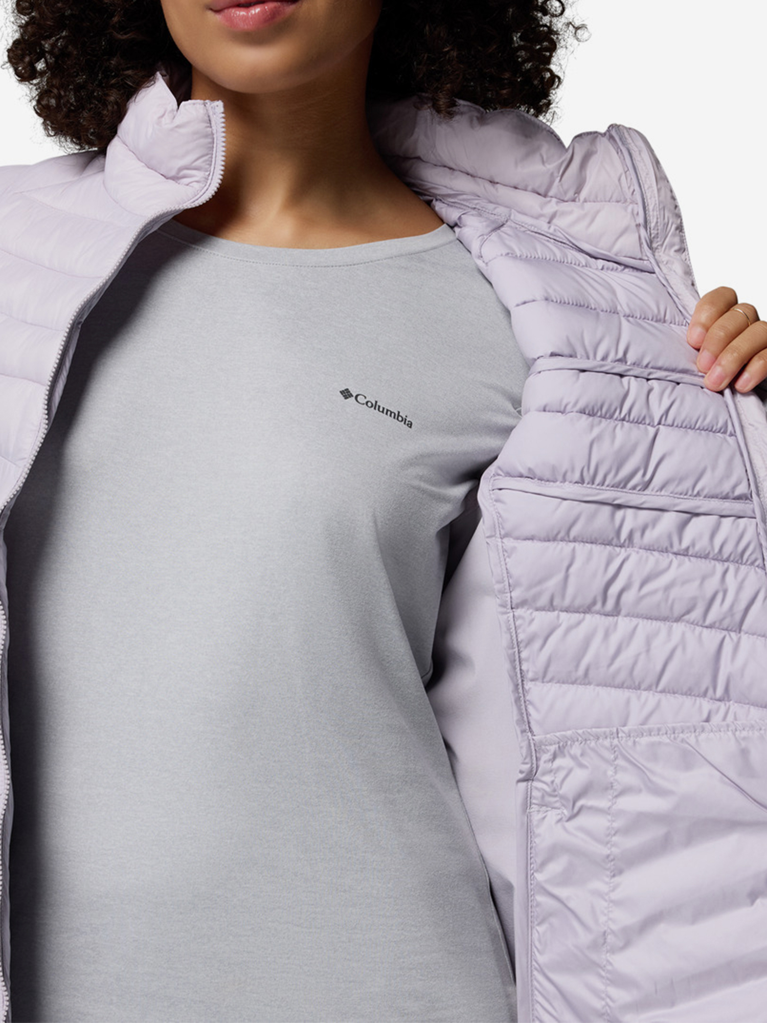 фото Жилет утепленный женский columbia powder pass iii hybrid vest, розовый