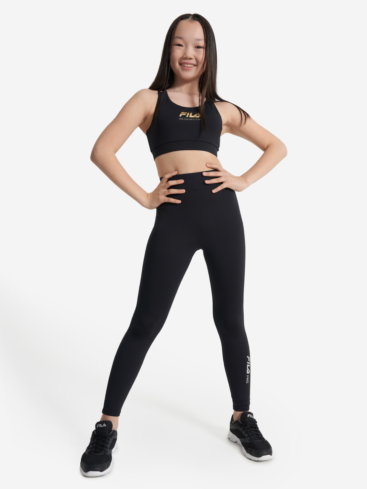 фото Топ бра спортивный для девочек fila, черный