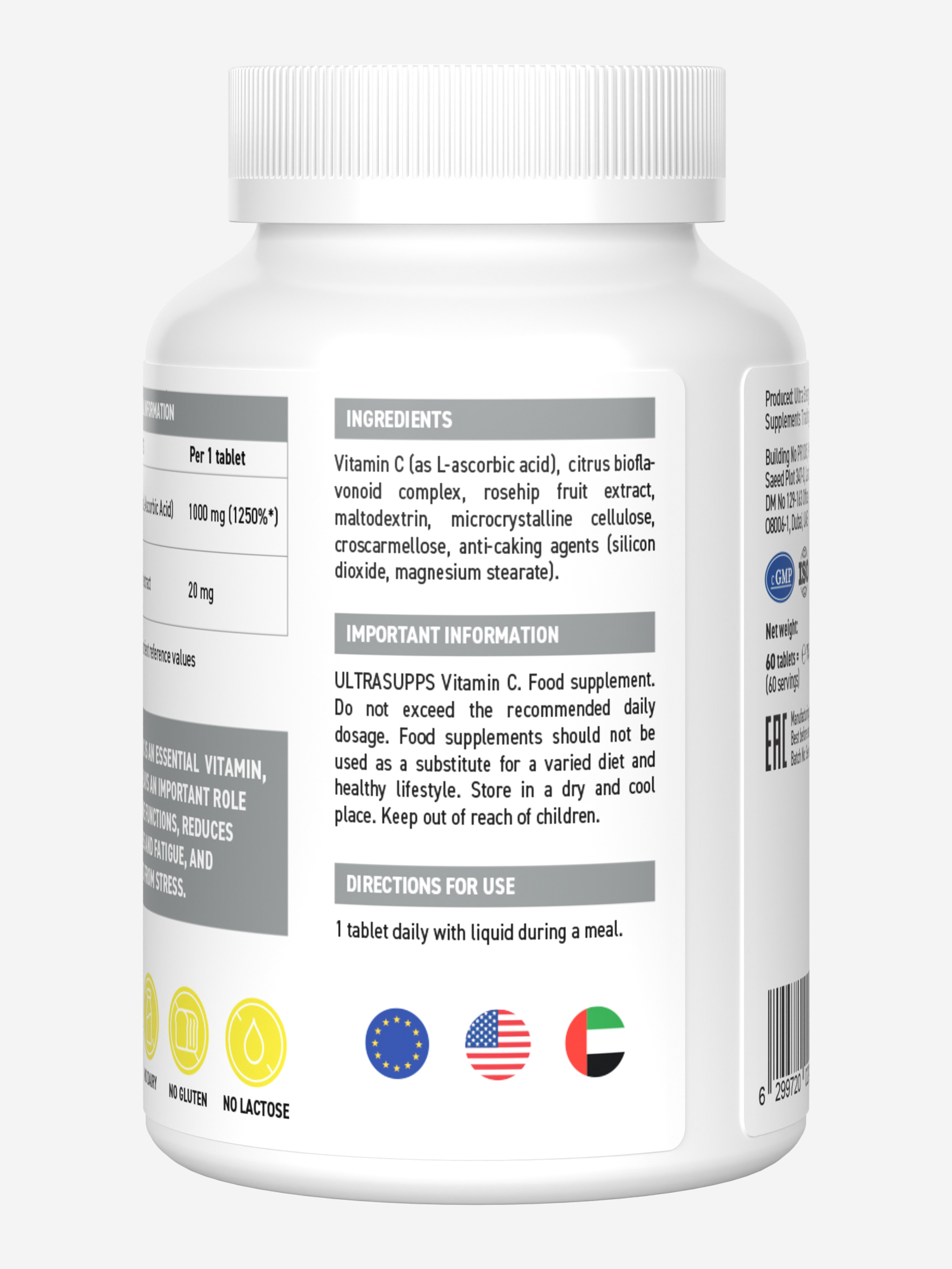 фото Витамин c ultrasupps, 60 шт, белый
