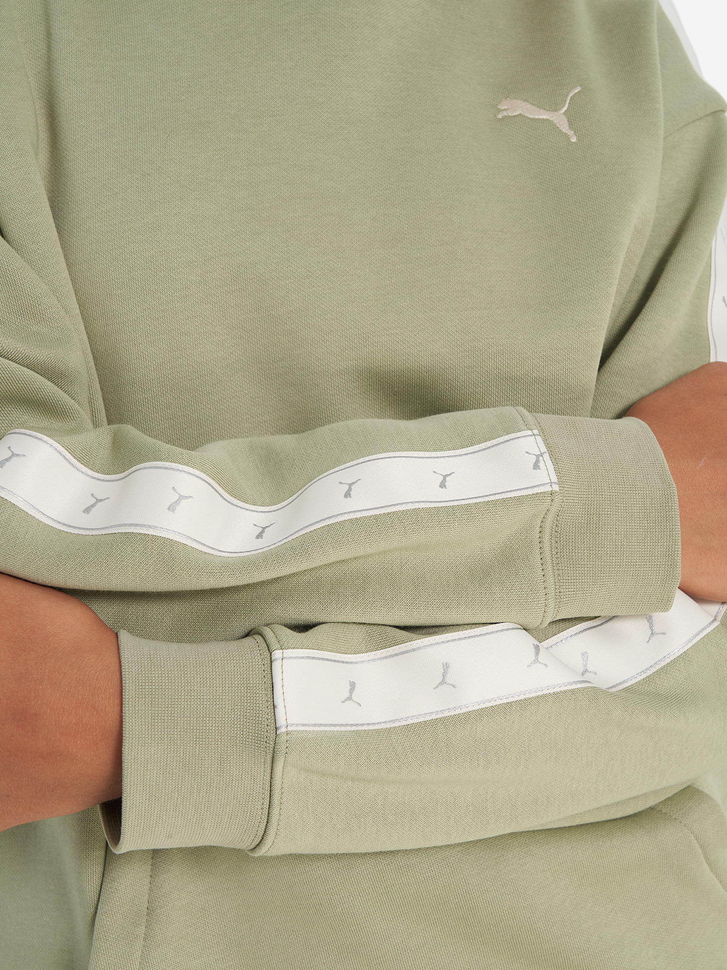 фото Худи для девочек puma tape relaxed, зеленый