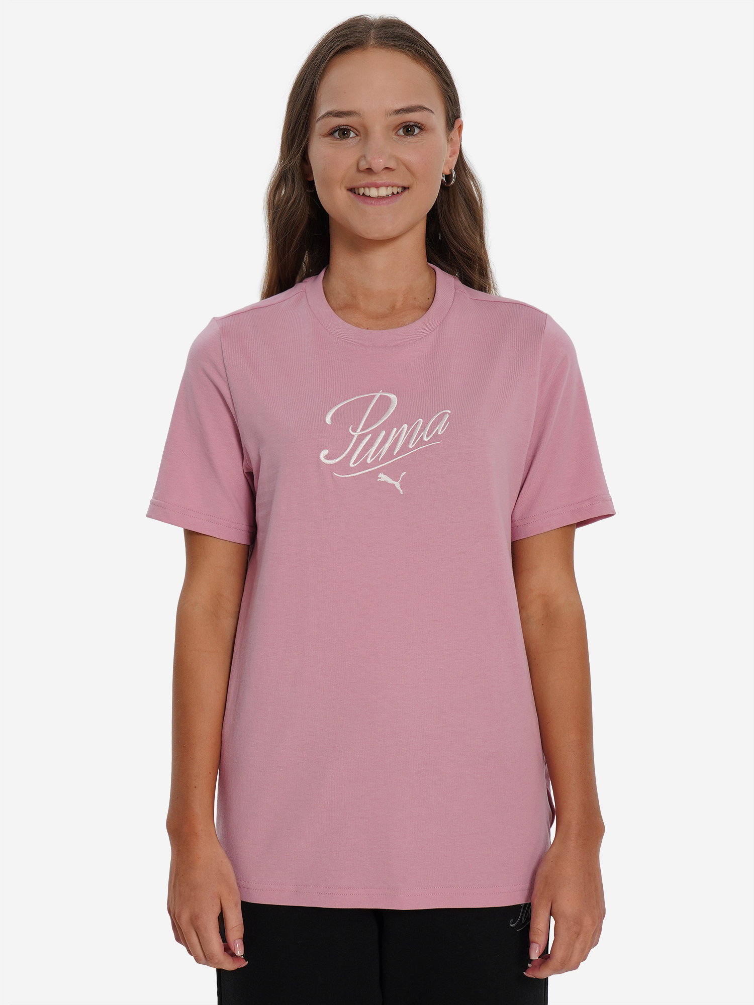 фото Футболка для девочек puma script, розовый
