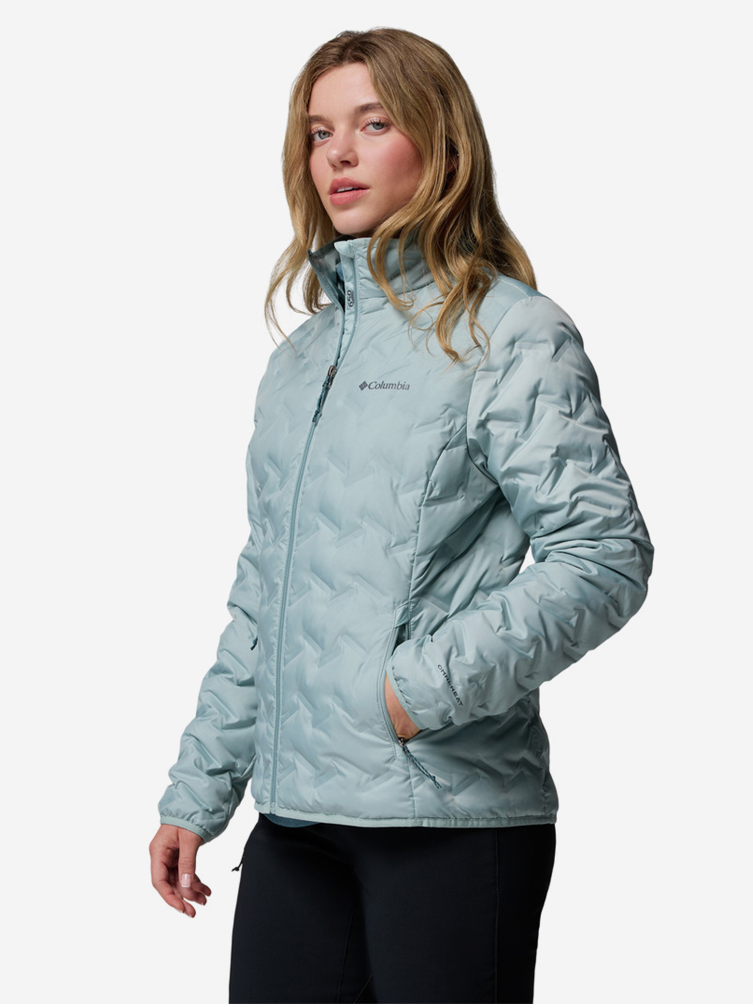 фото Пуховик женский columbia delta ridge ii down jacket, голубой