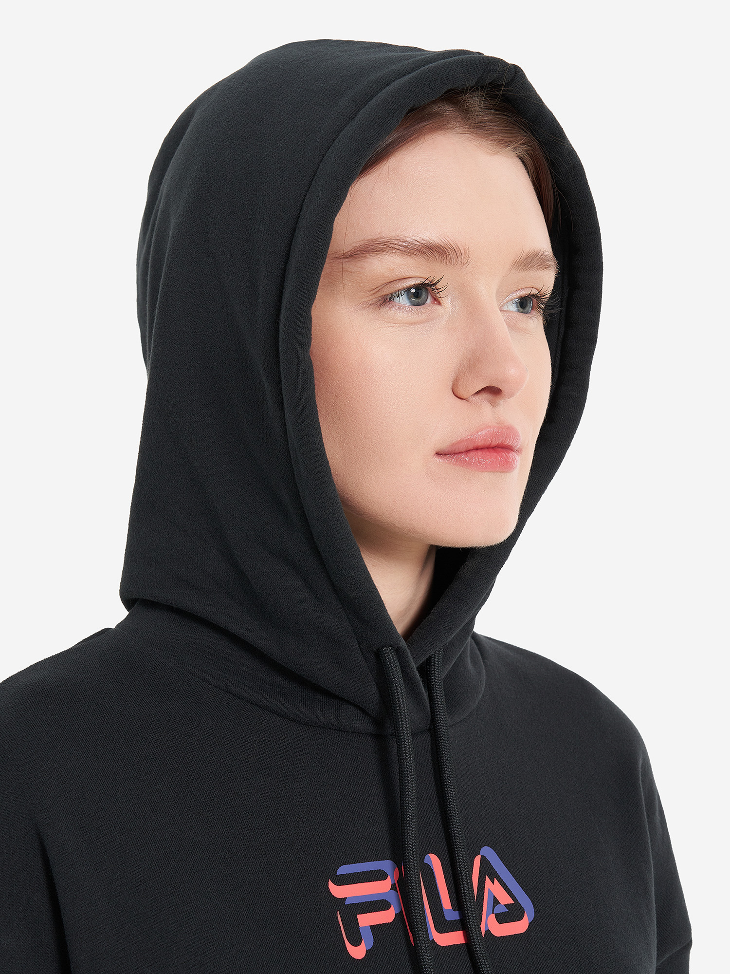 фото Худи женское оверсайз fila, черный