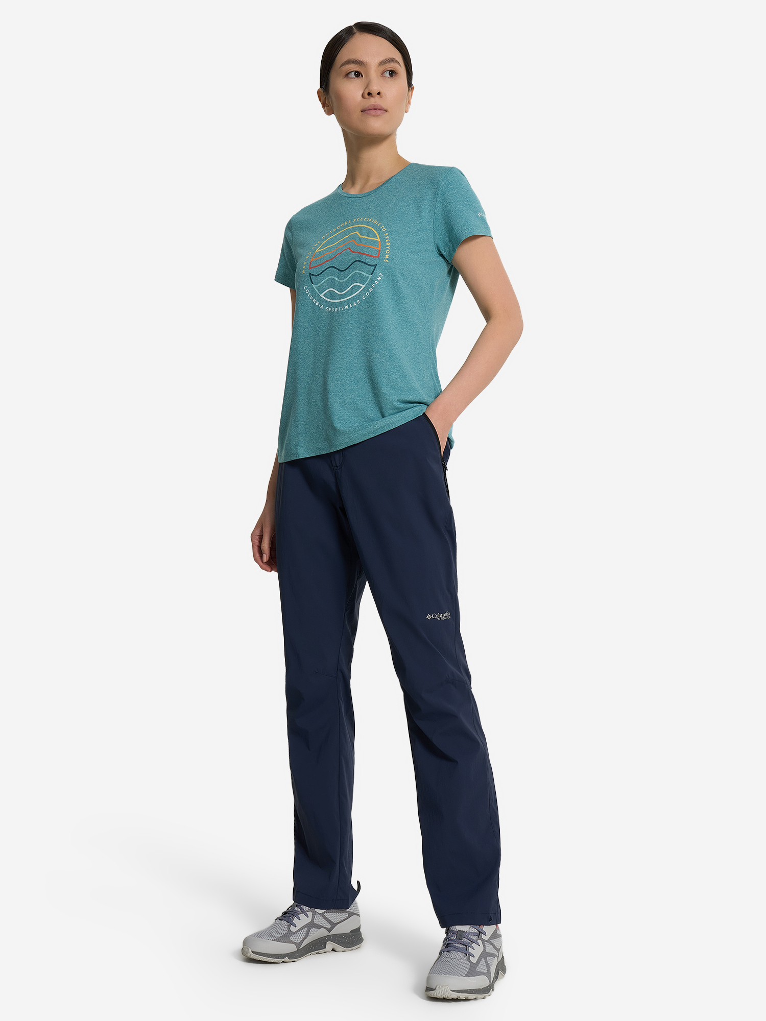 фото Брюки женские columbia wanoga lightweight pant, синий