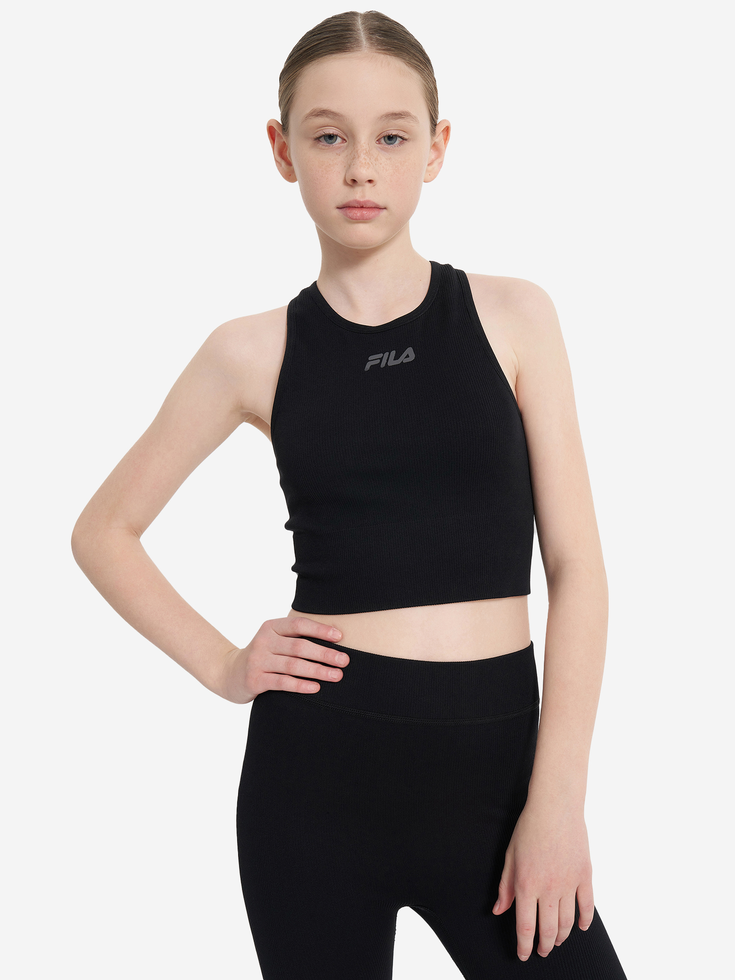 фото Топ бра спортивный для девочек fila, черный