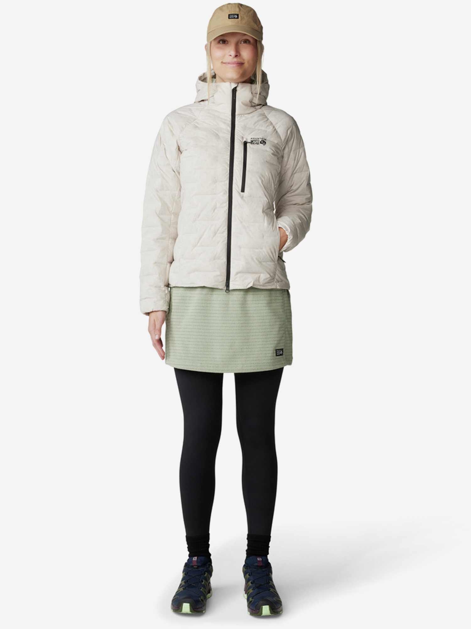 фото Пуховик женский mountain hardwear stretchdown, бежевый