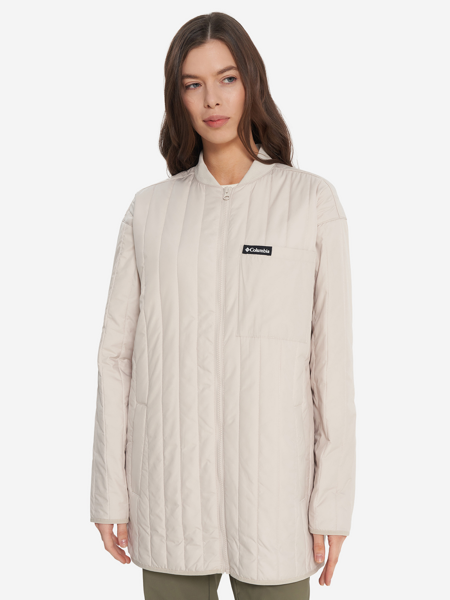 фото Куртка утепленная женская columbia peony park overshirt, бежевый