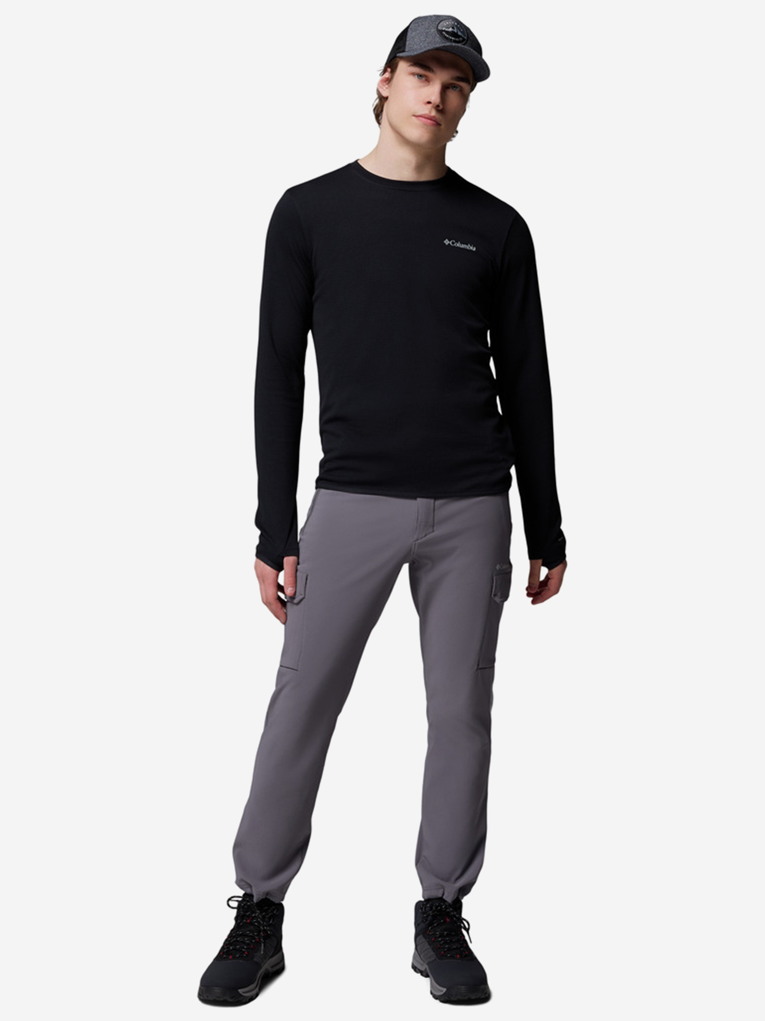 фото Лонгслив мужской columbia tech trail utility warm ls crew, черный