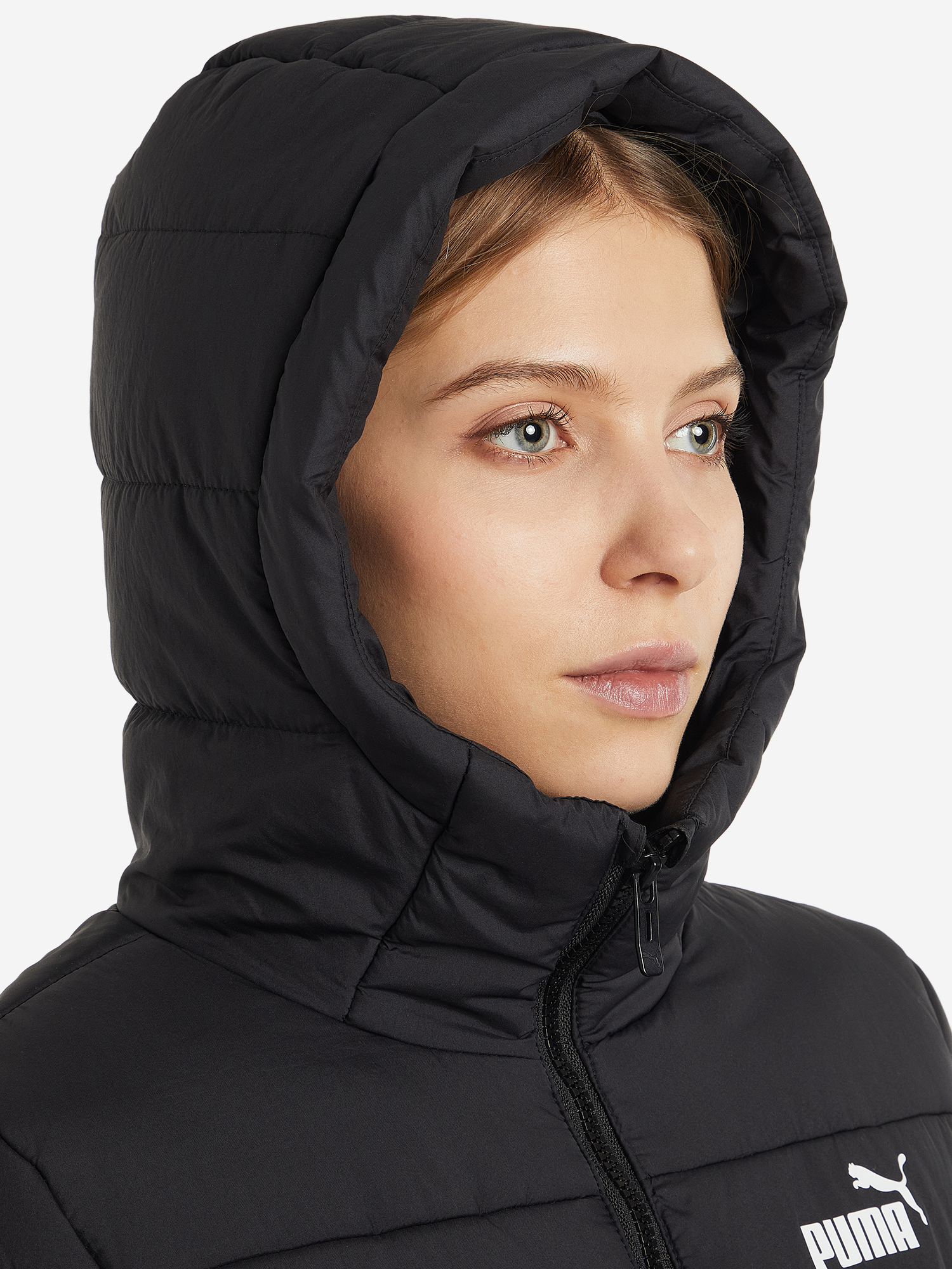 фото Куртка удлиненная женская puma ess hooded padded, черный