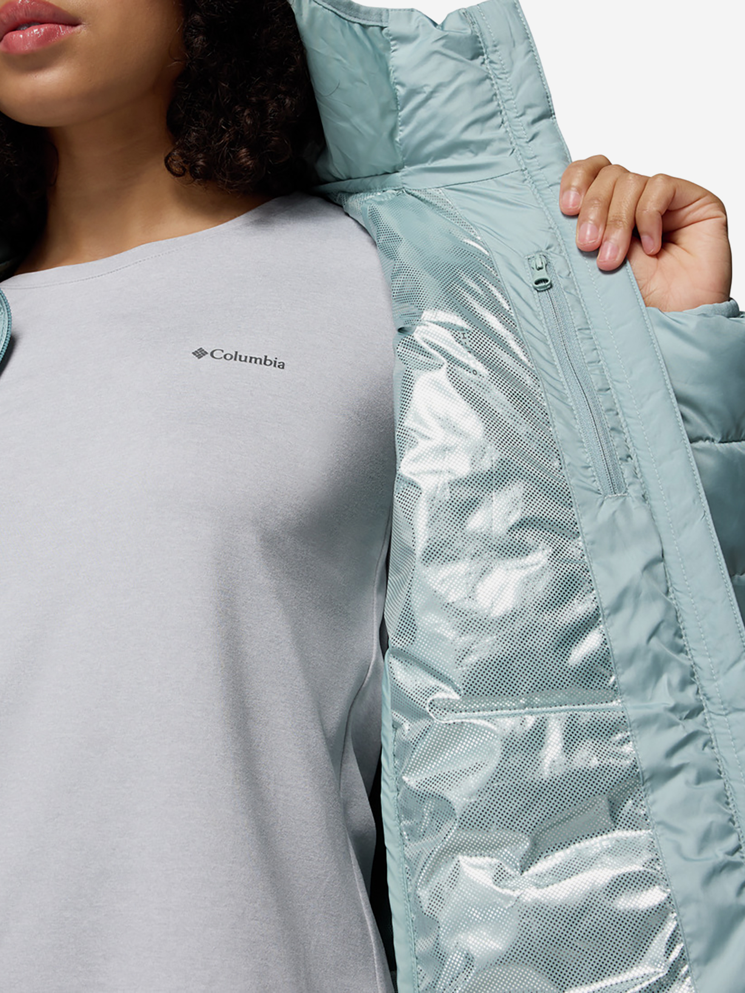 фото Куртка утепленная женская columbia powder lite ii mid jacket, голубой